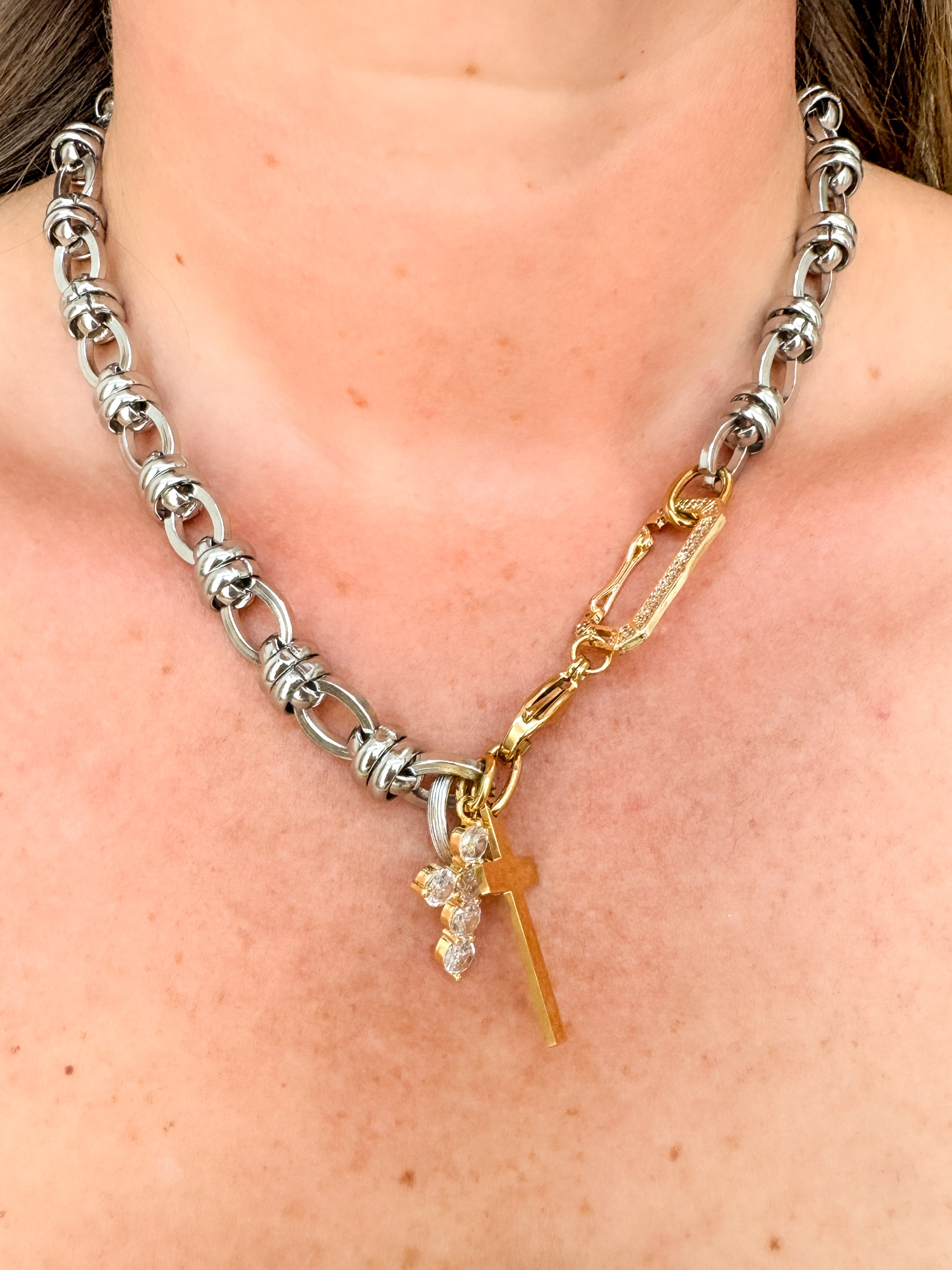 Bridget Gold and Silver Cross Necklace