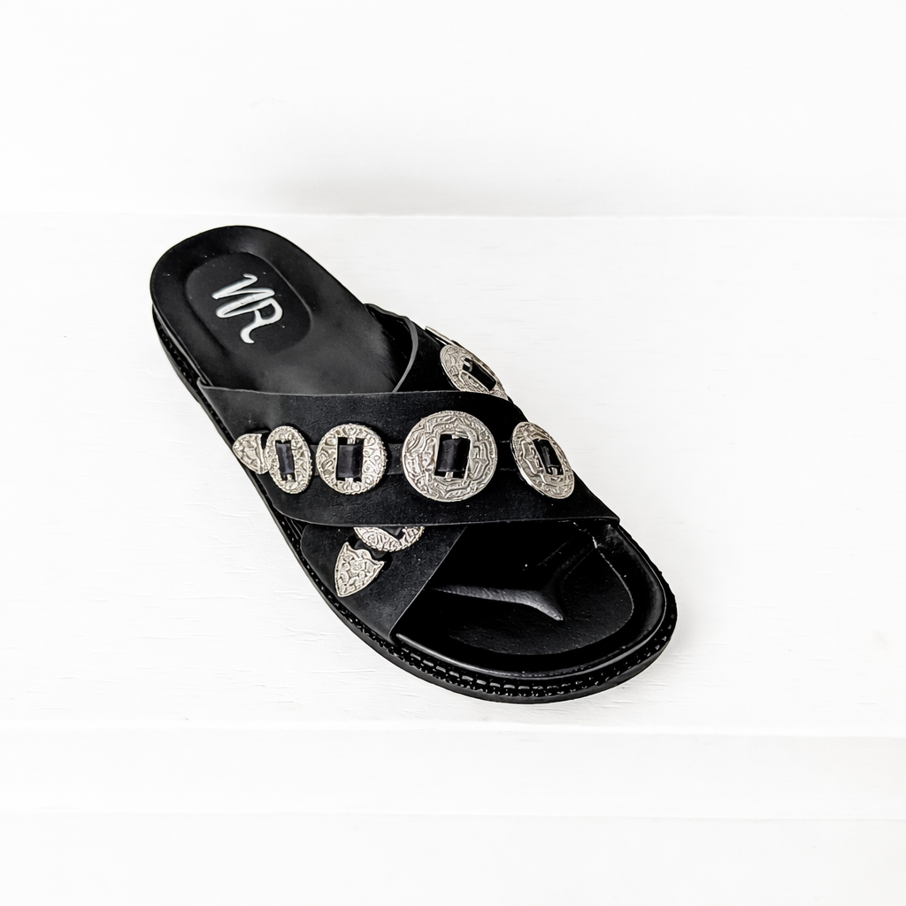 Calanthe Western Concho Sandal in Black