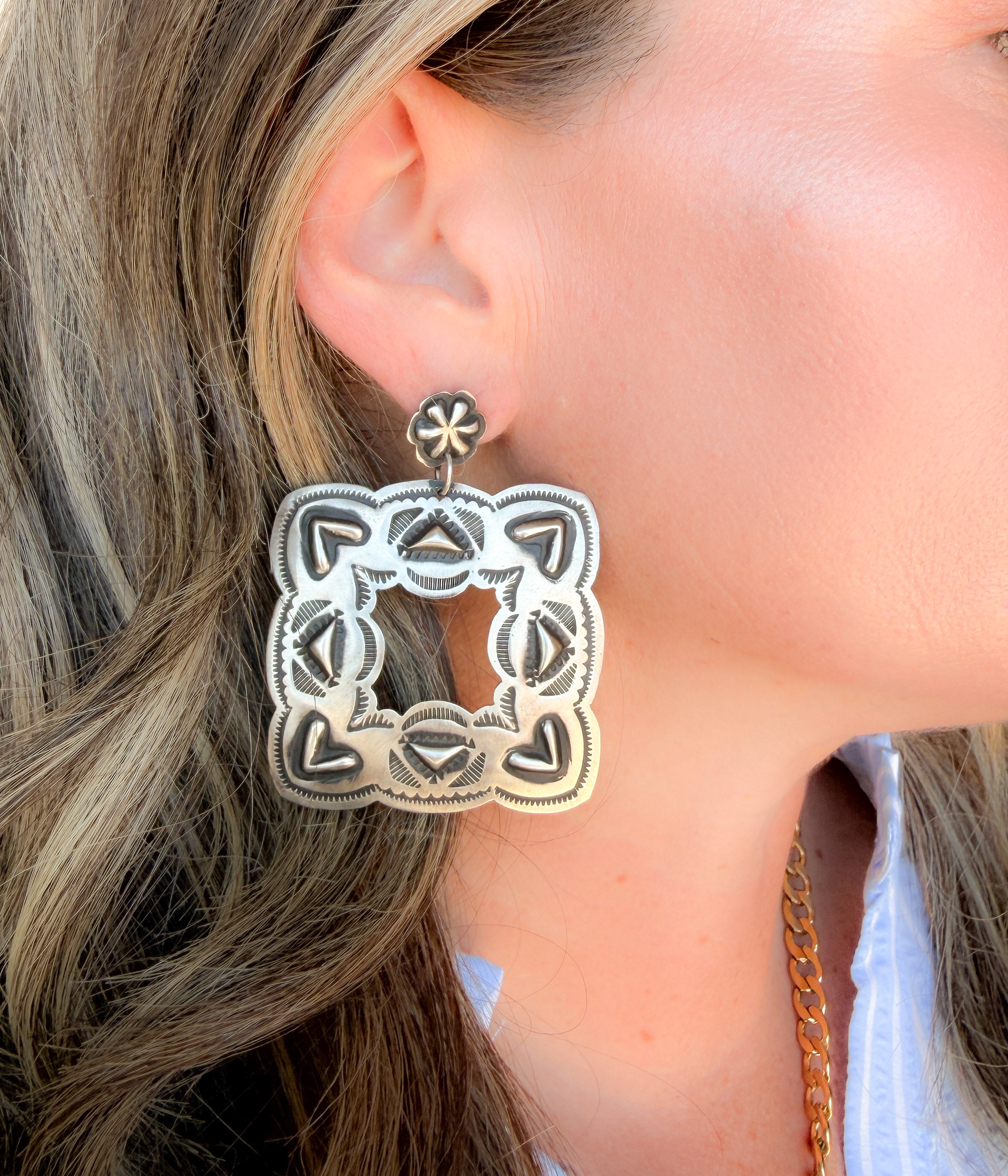 Open Square Concho Earrings