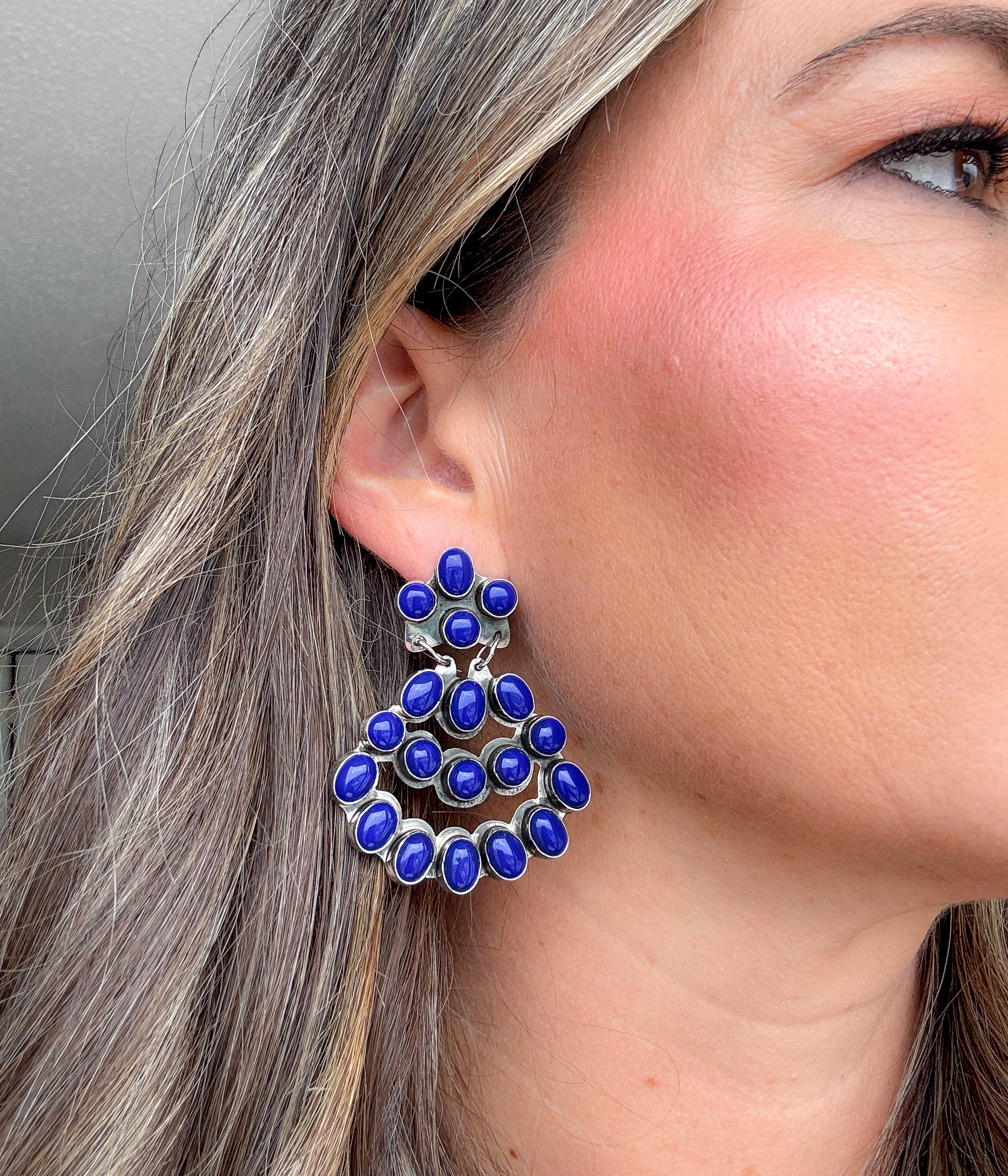 Blue Lapis Navajo Statement Earrings
