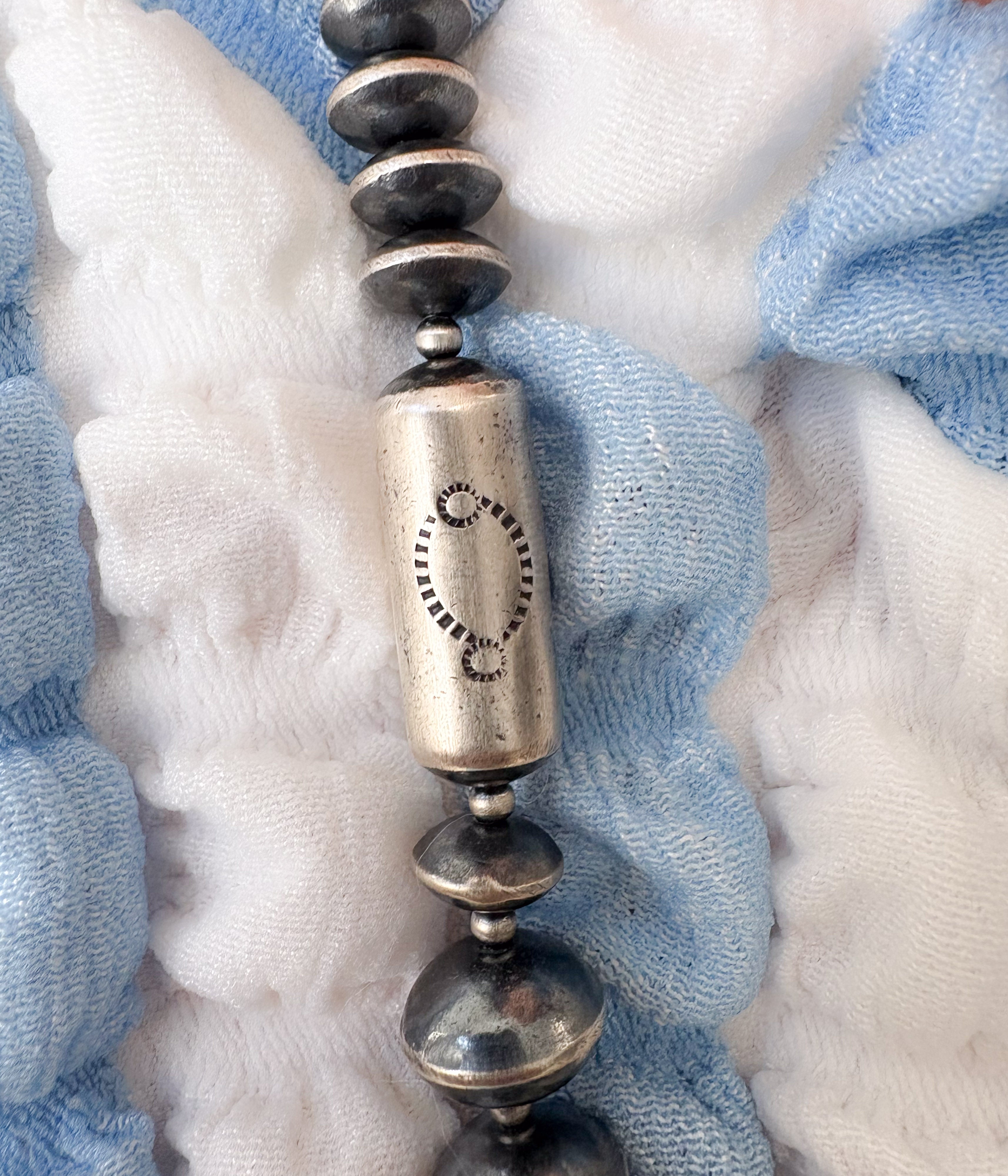 Navajo Pearl Stamped Bar Necklace - Rural Haze