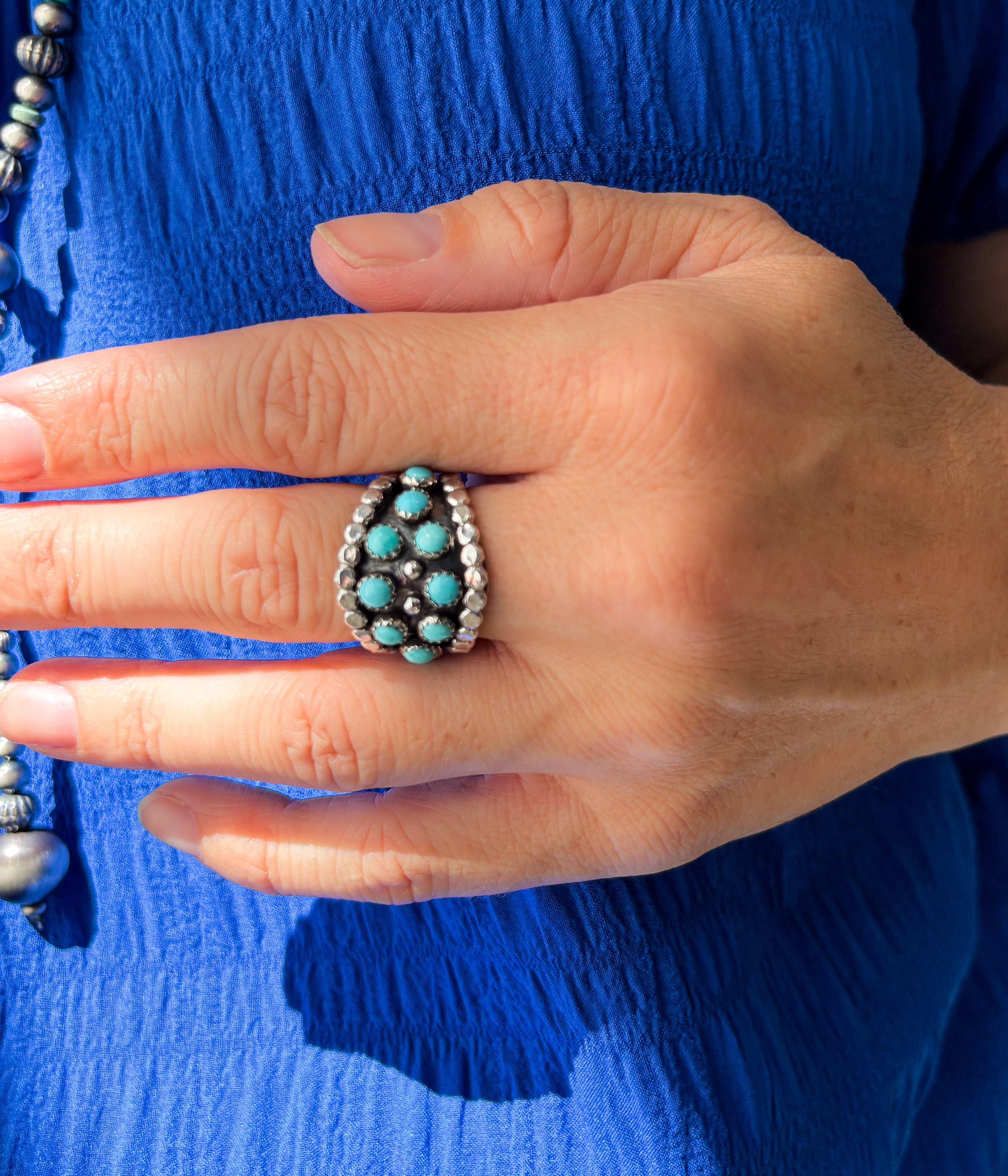 10 Stone Authentic Turquoise Navajo Ring