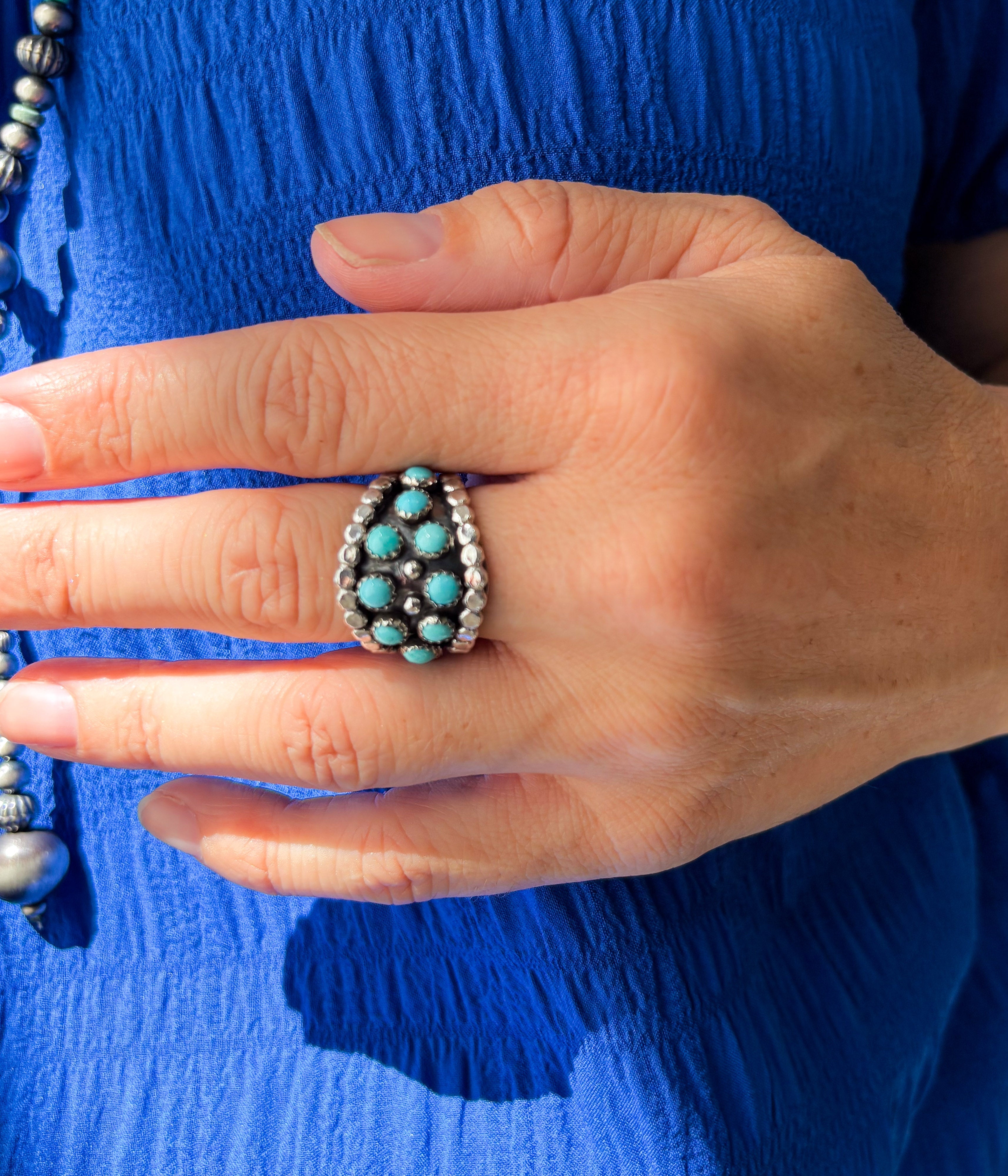 10 Stone Authentic Turquoise Navajo Ring