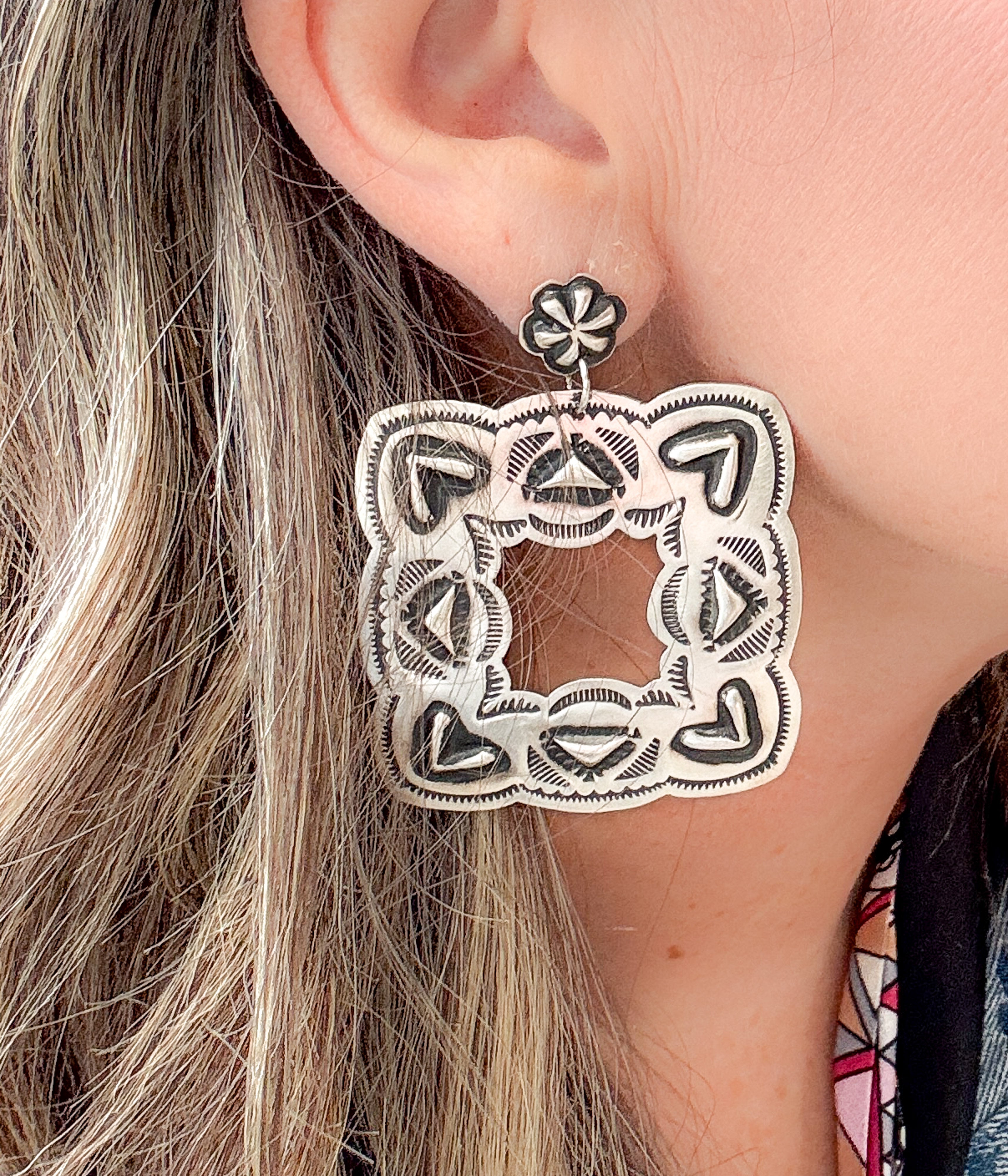 Open Square Concho Earrings - Rural Haze