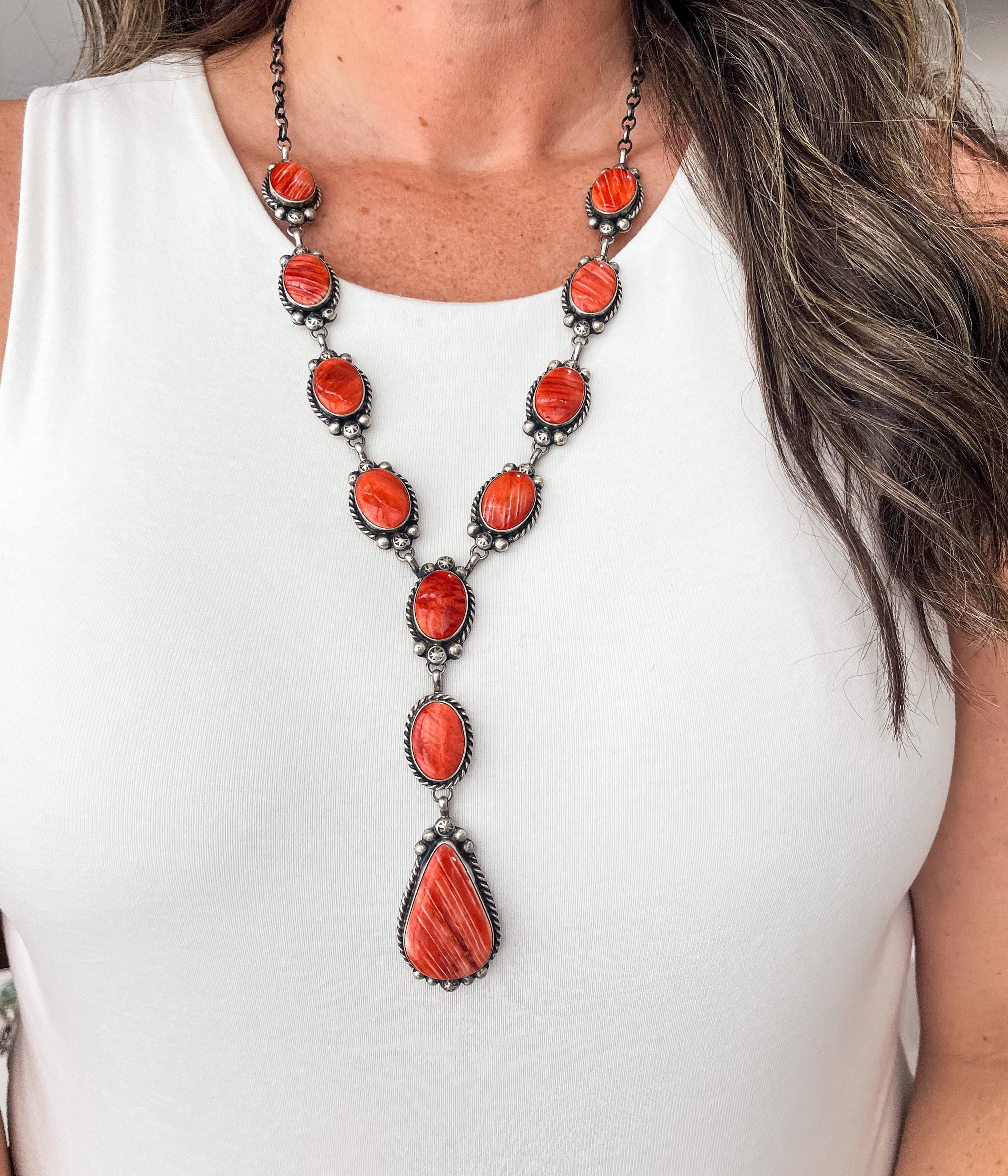 Augustine Largo Spiny Oyster Lariat Necklace - Rural Haze