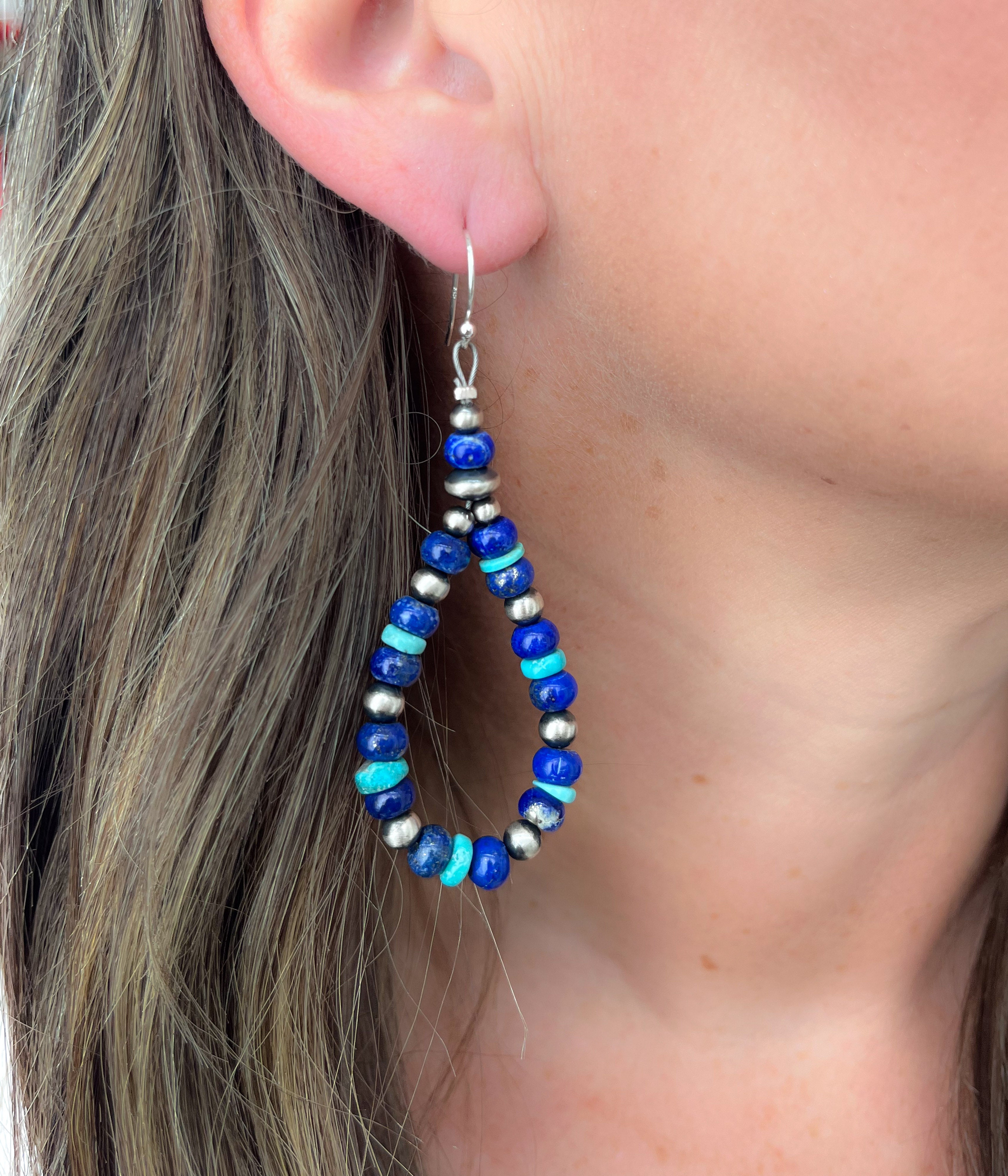 Lapis and Turquoise Teardrop Earrings