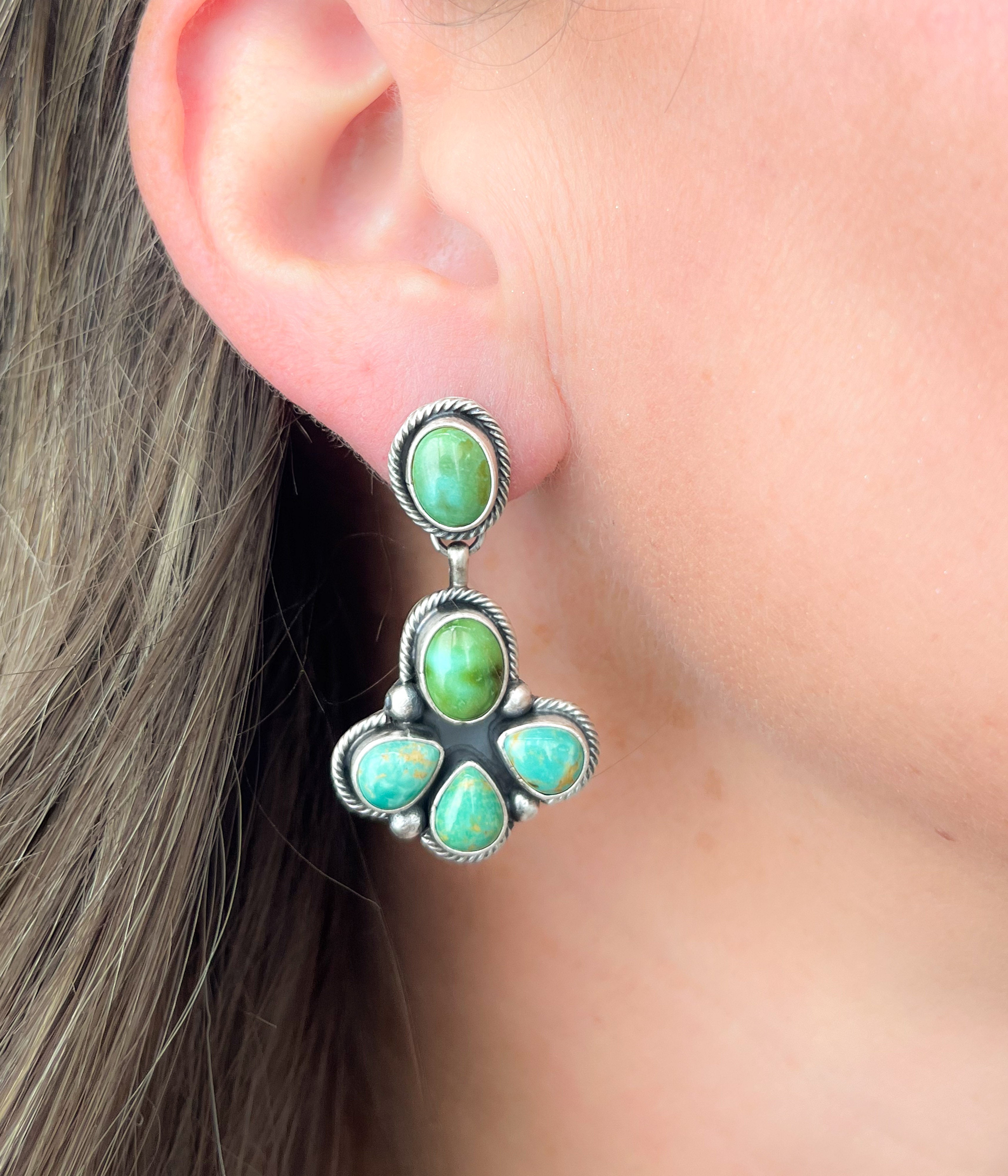 Green Cluster Earrings