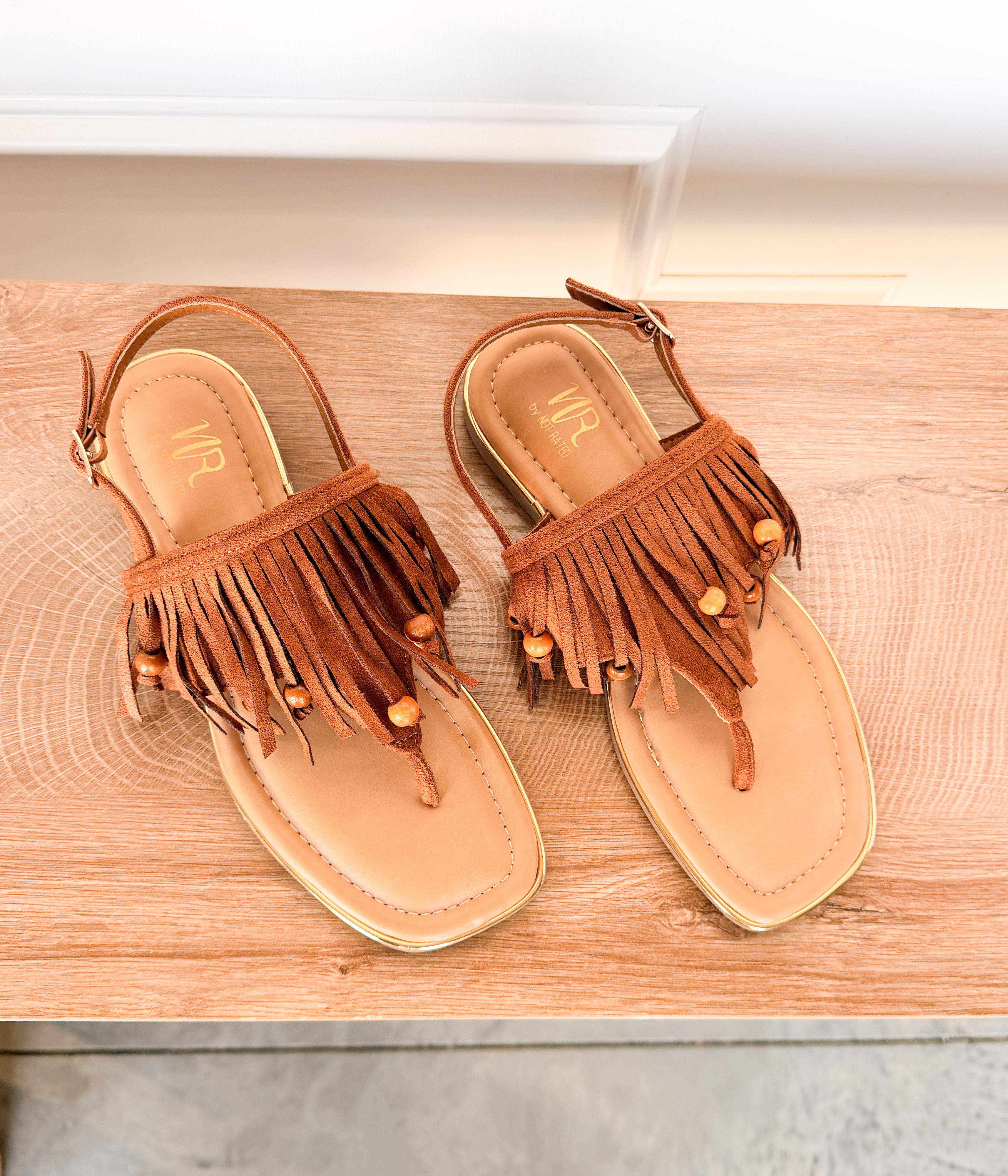 Claremont Fringe Sandal in Tan