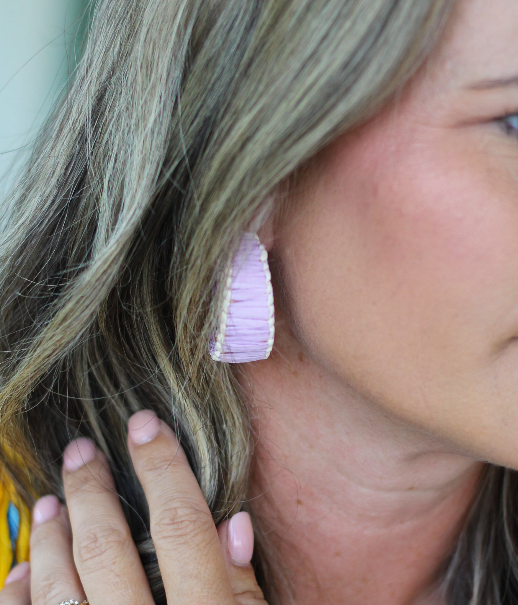 Collins Raffia Hoop Earrings in Lavender - Rural Haze