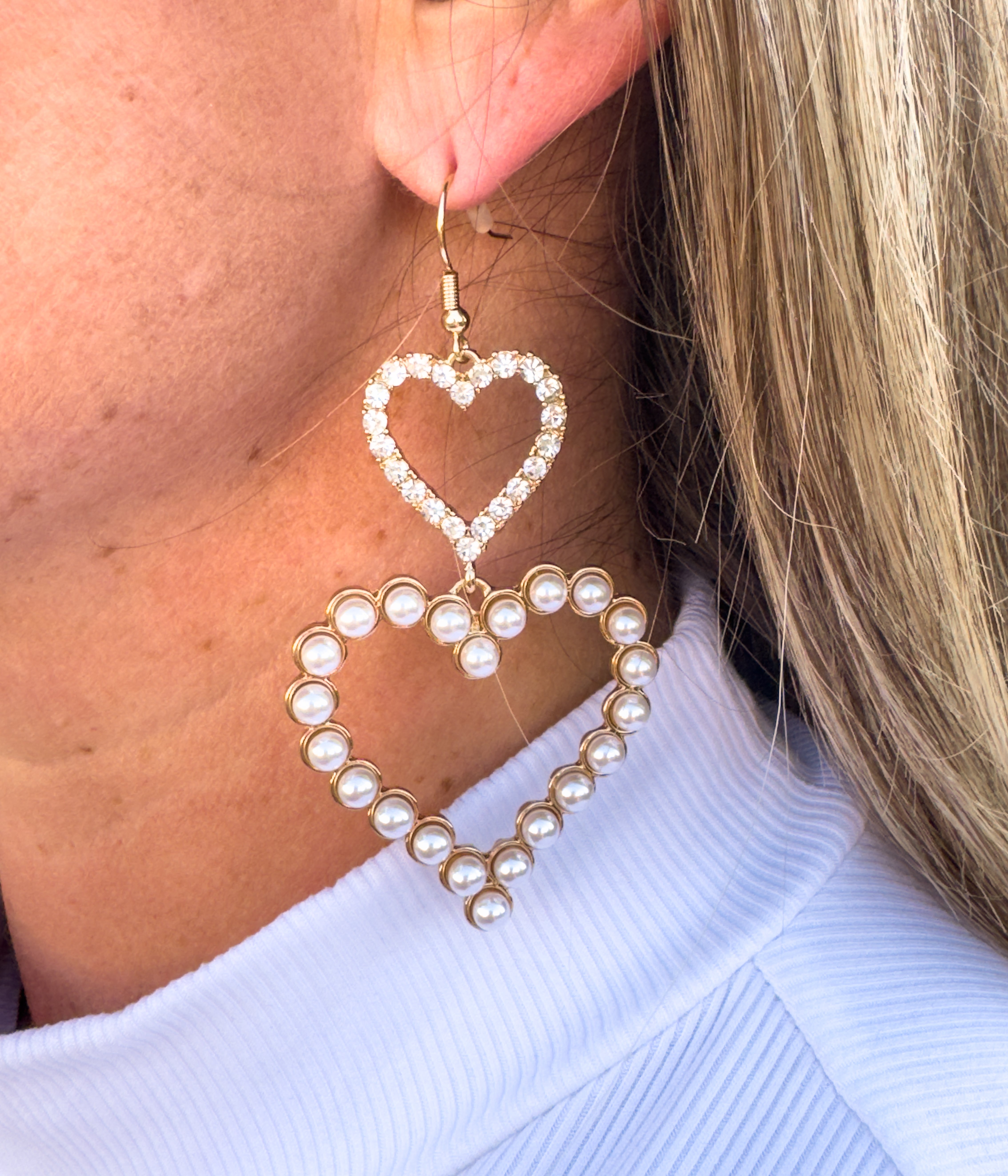 Dual Heart Earrings in Gold - Rural Haze