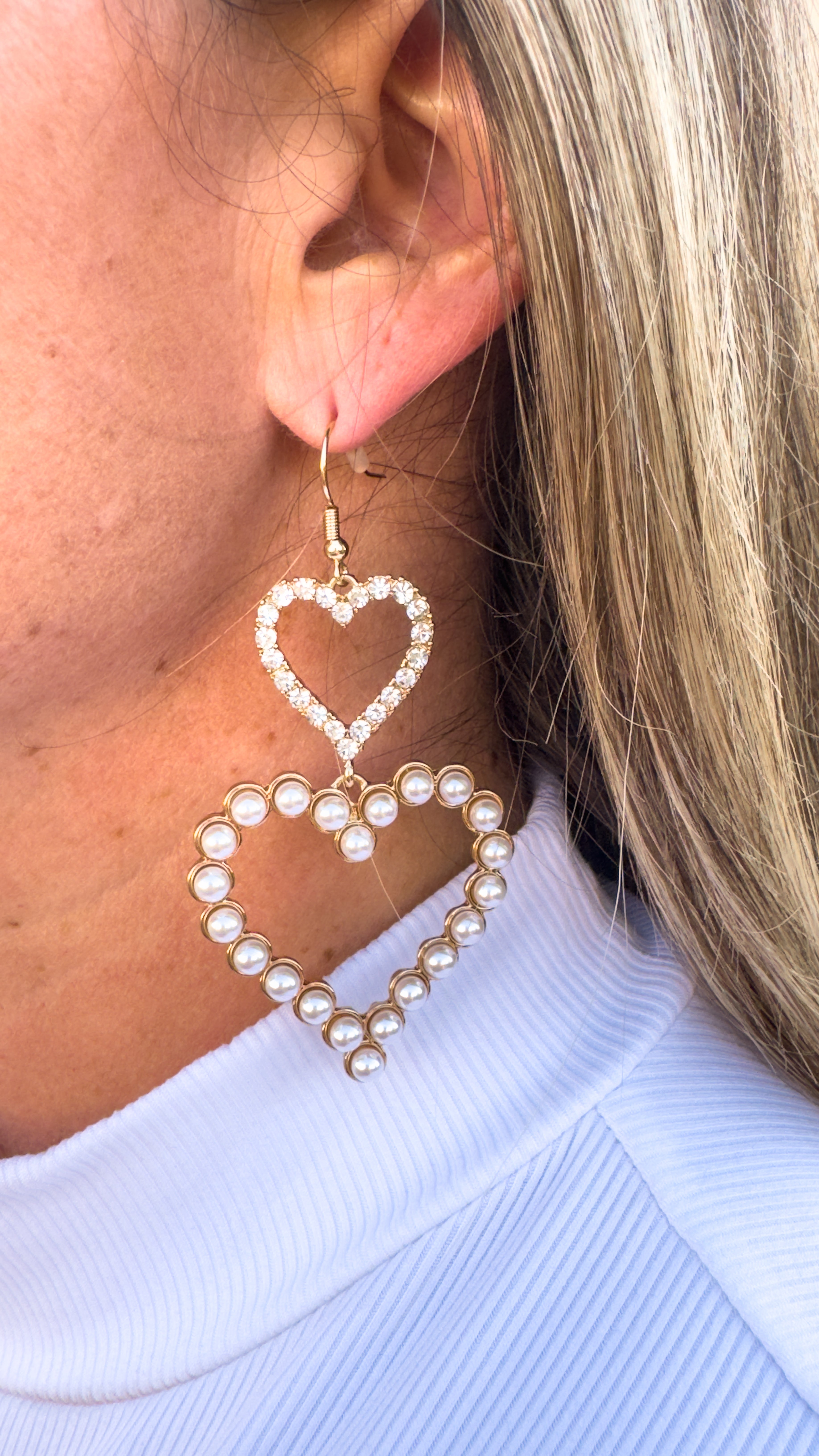 Dual Heart Earrings in Gold - Rural Haze