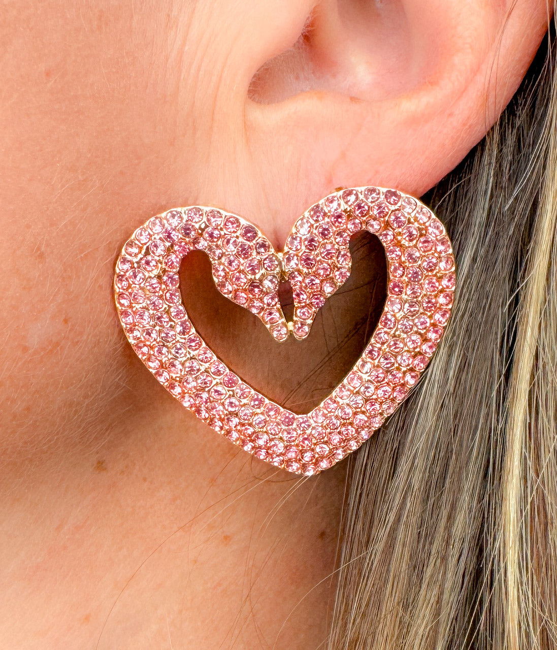 Swan Heart Crystal Earrings - Rural Haze