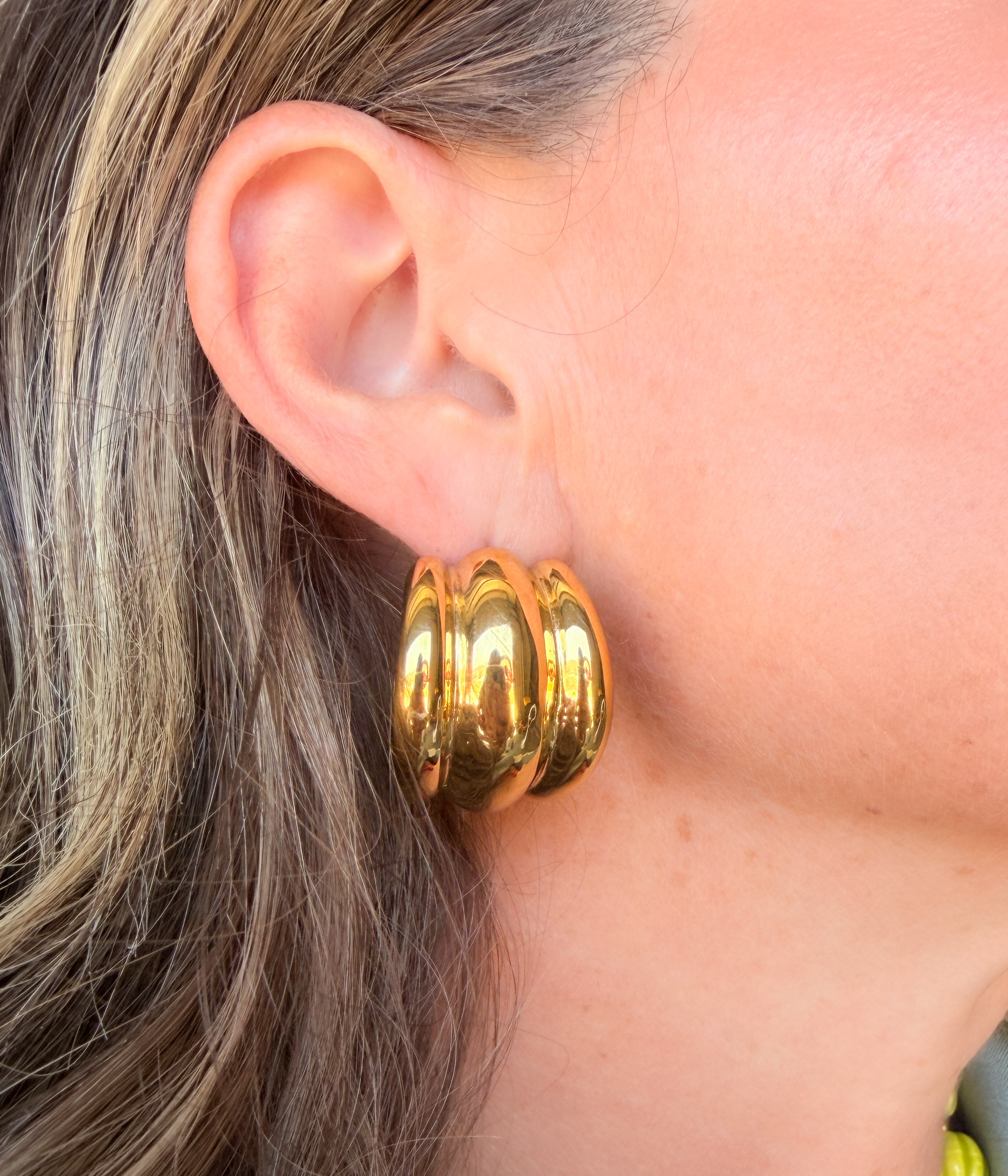 Gold Triple Band Hoop Earrings
