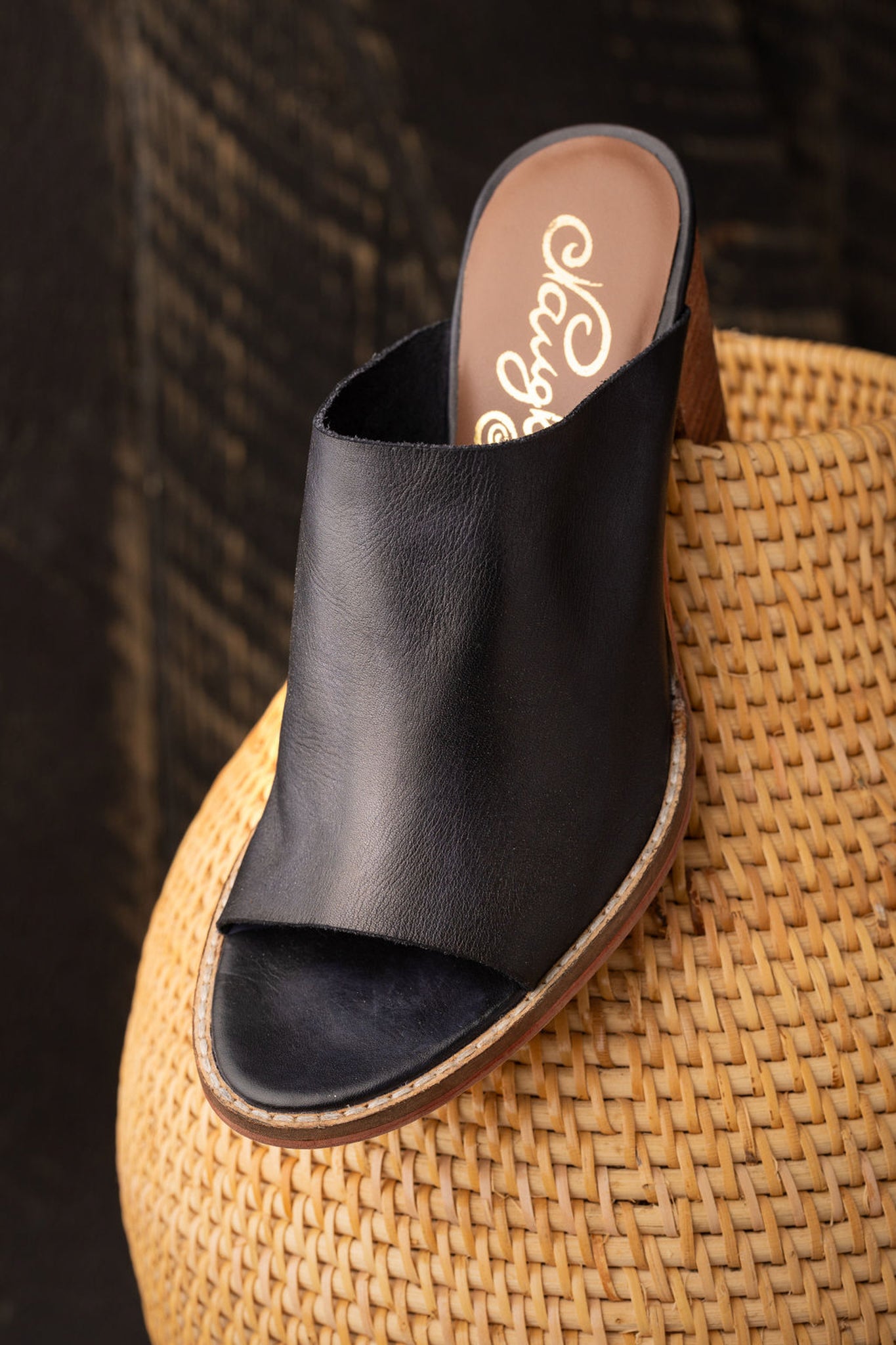 Hallie Heeled Genuine Leather Sandal in Black by Naughty Monkey