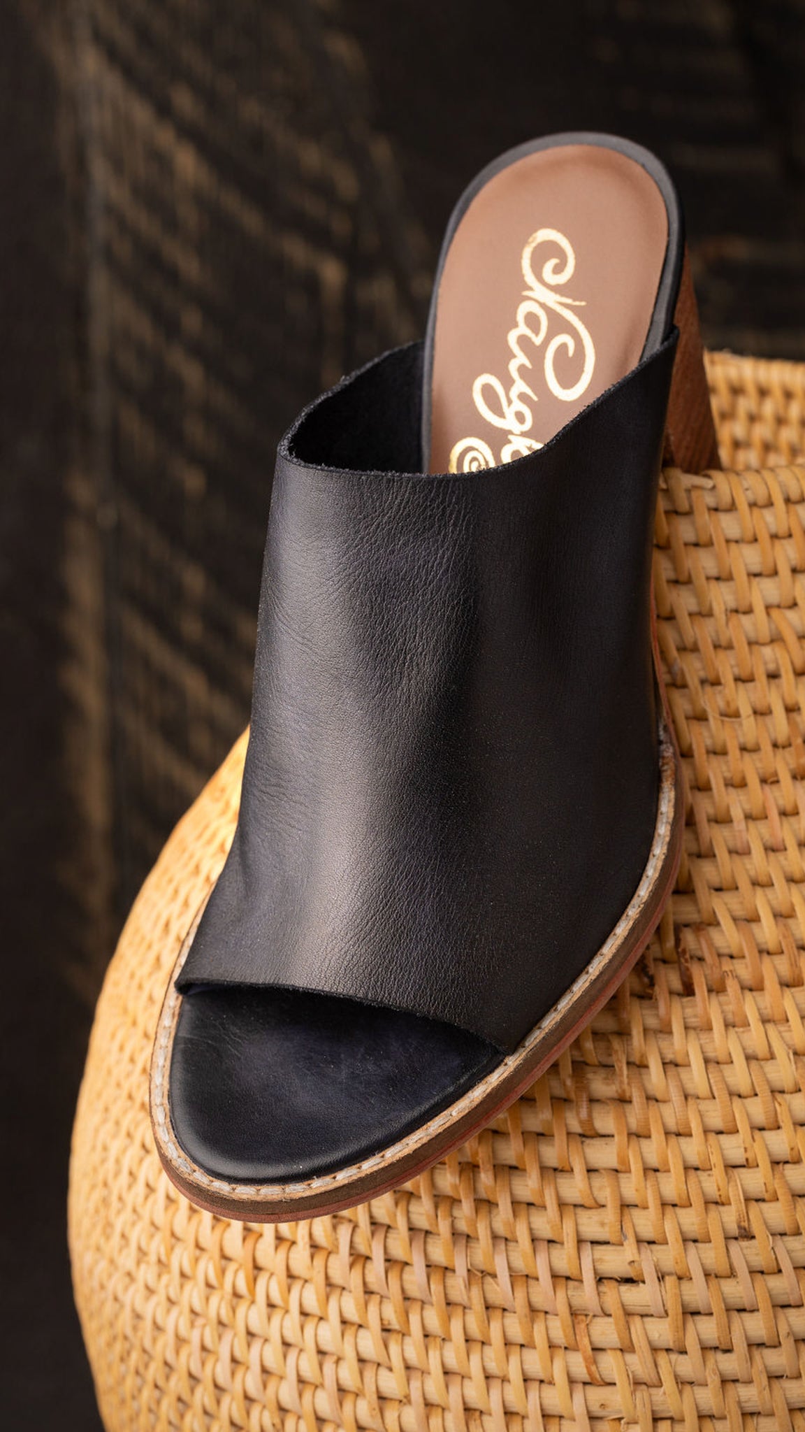 Hallie Heeled Genuine Leather Sandal in Black by Naughty Monkey