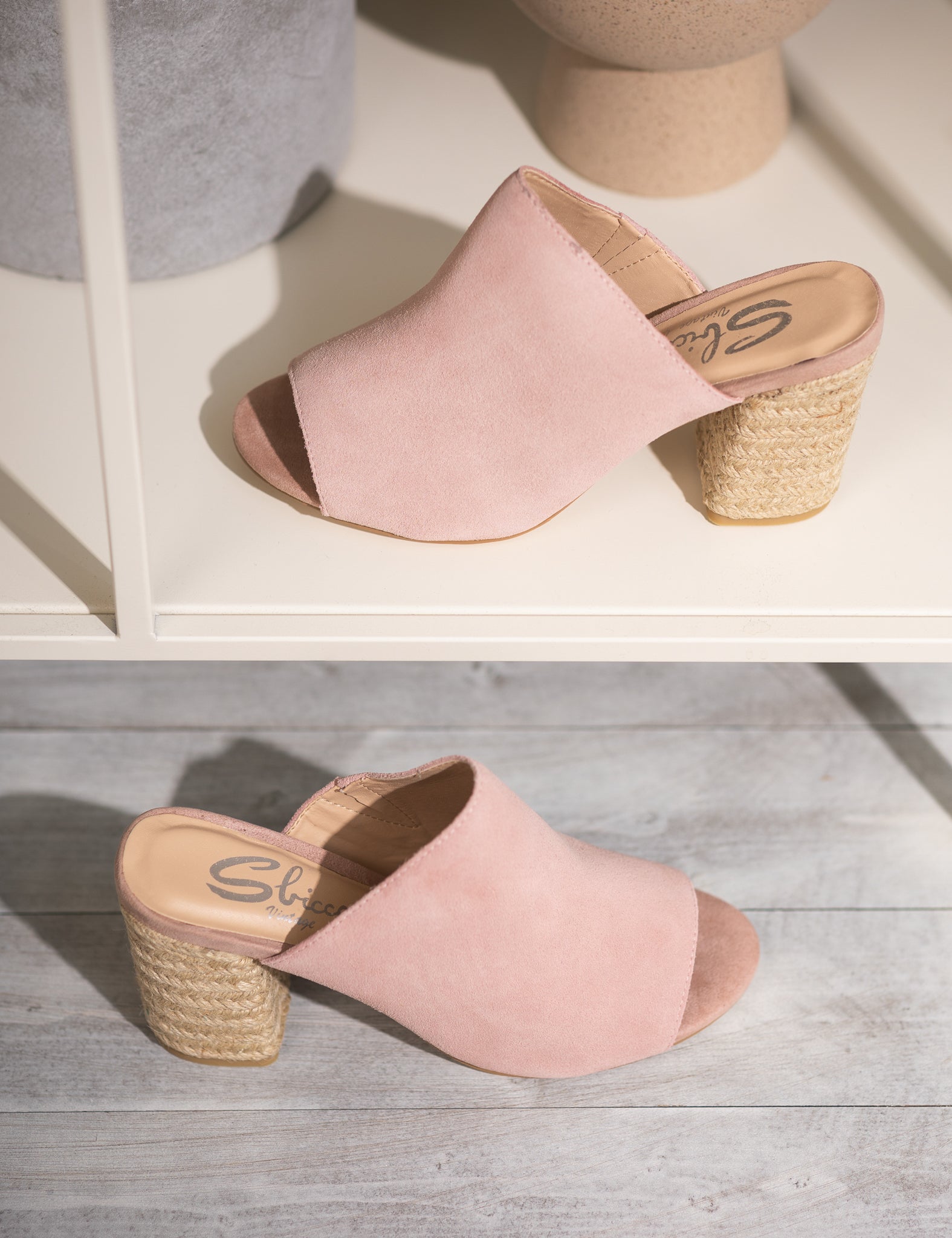 Helena Heeled Sandal in Blush Suede - Rural Haze