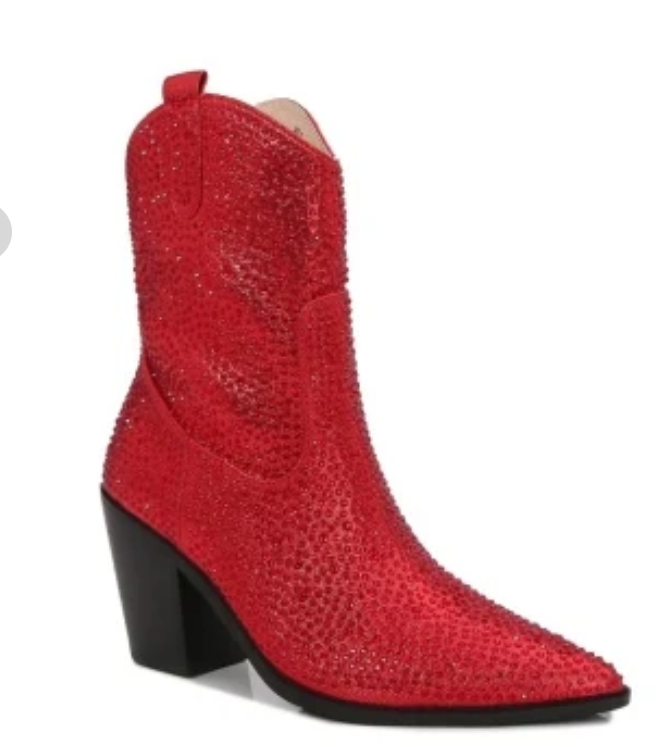 Dritan Rhinestone Boot in Red
