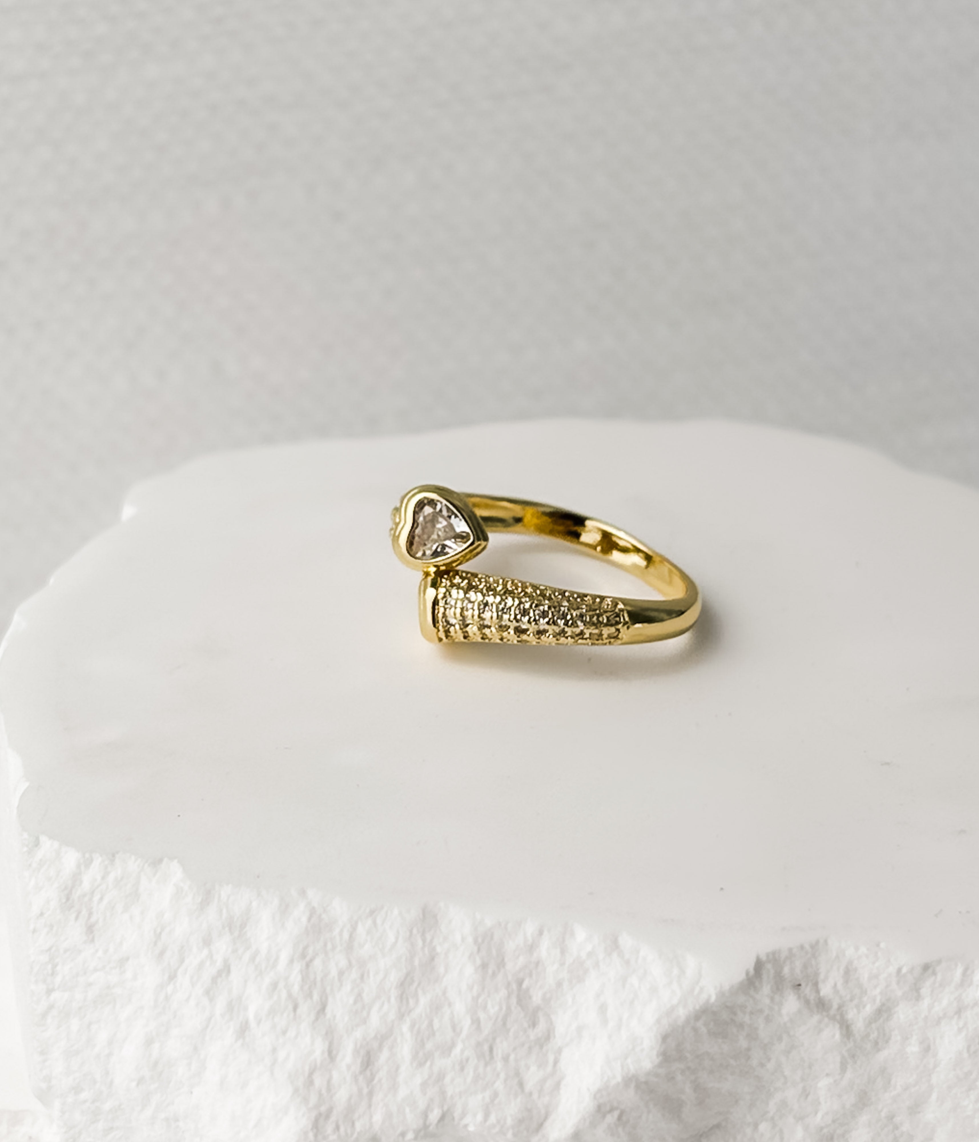 Gold Textured Band Ring with Stone - Rural Haze