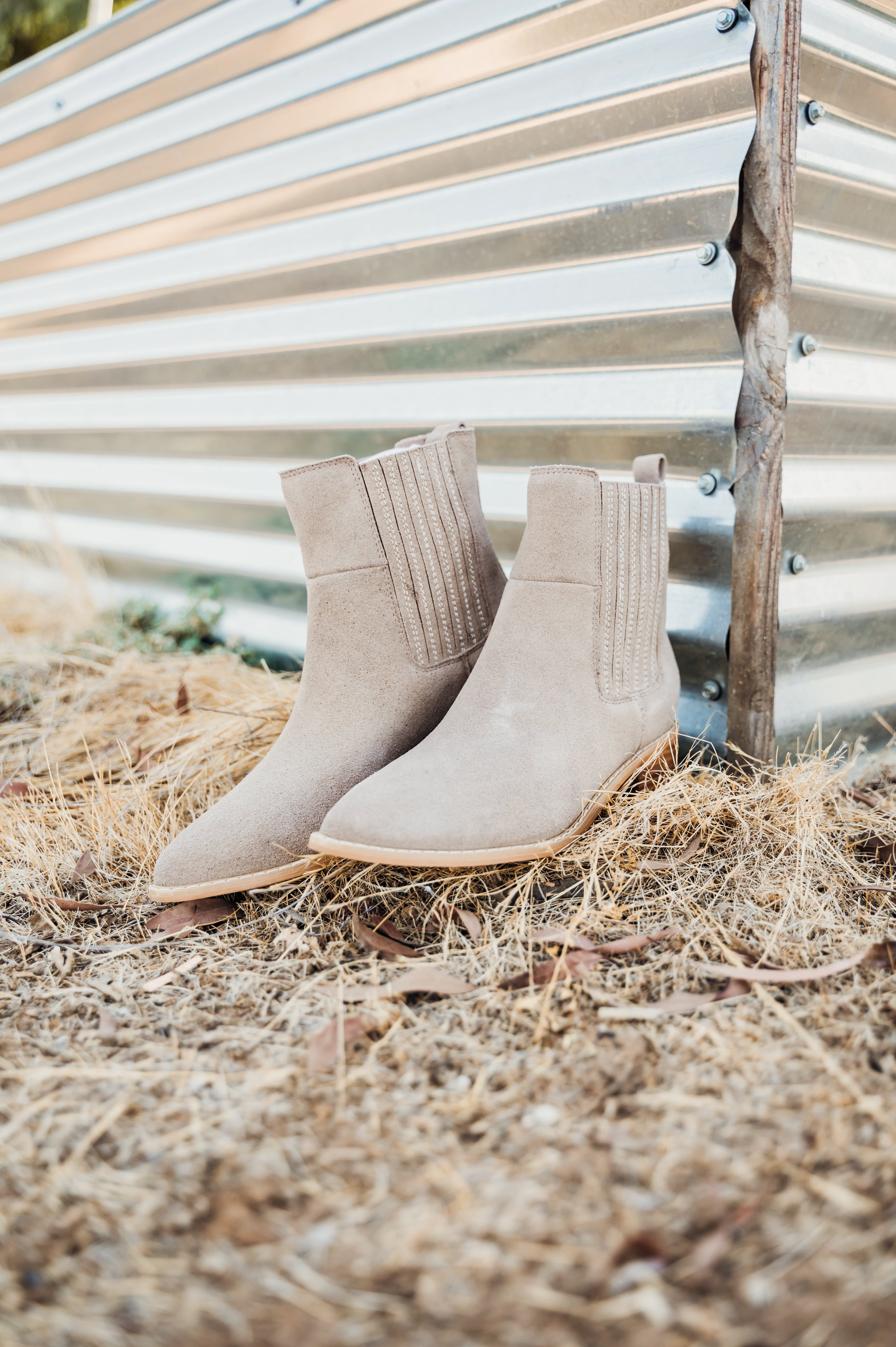 Leonor Suede Ankle Boot in Taupe - Rural Haze
