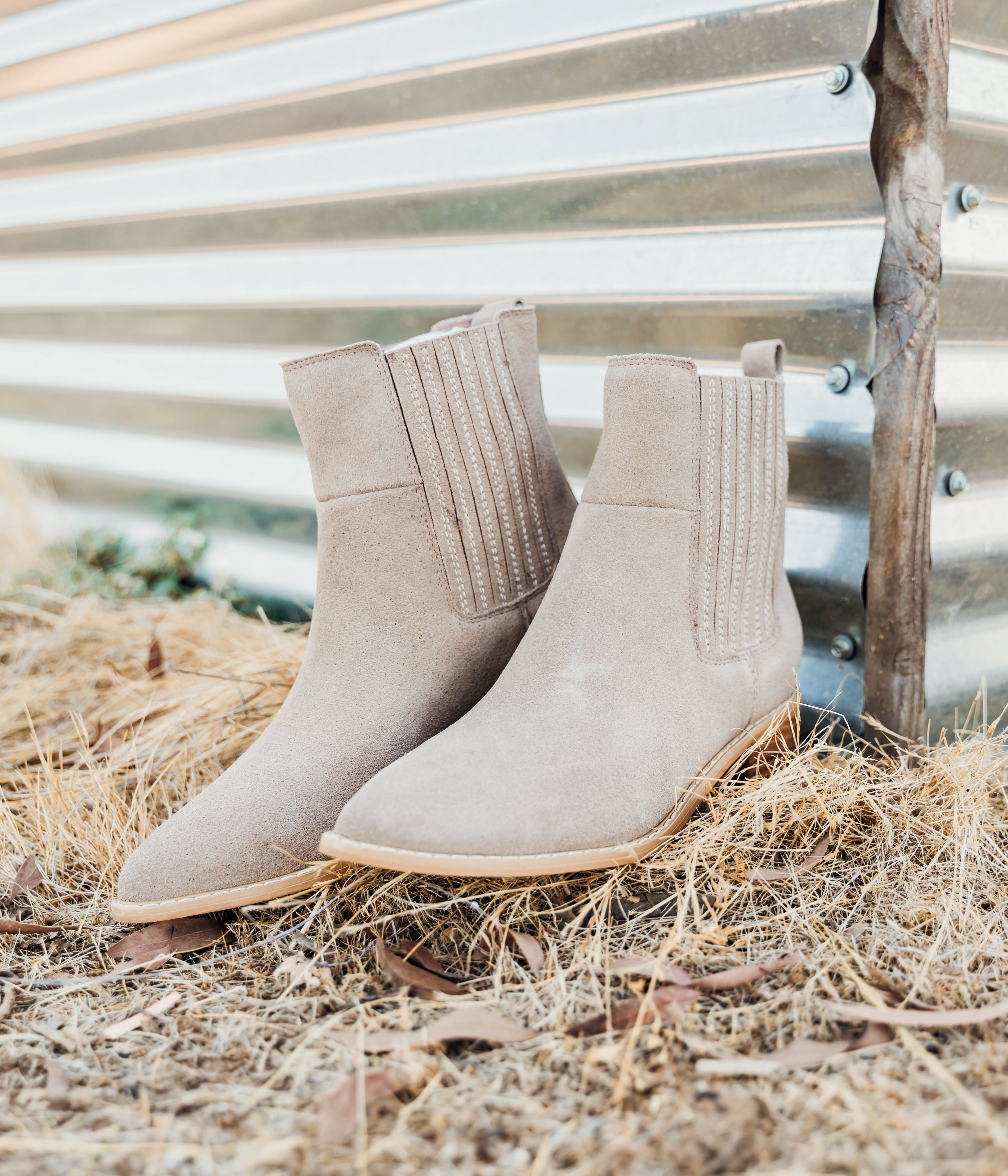 Leonor Suede Ankle Boot in Taupe - Rural Haze