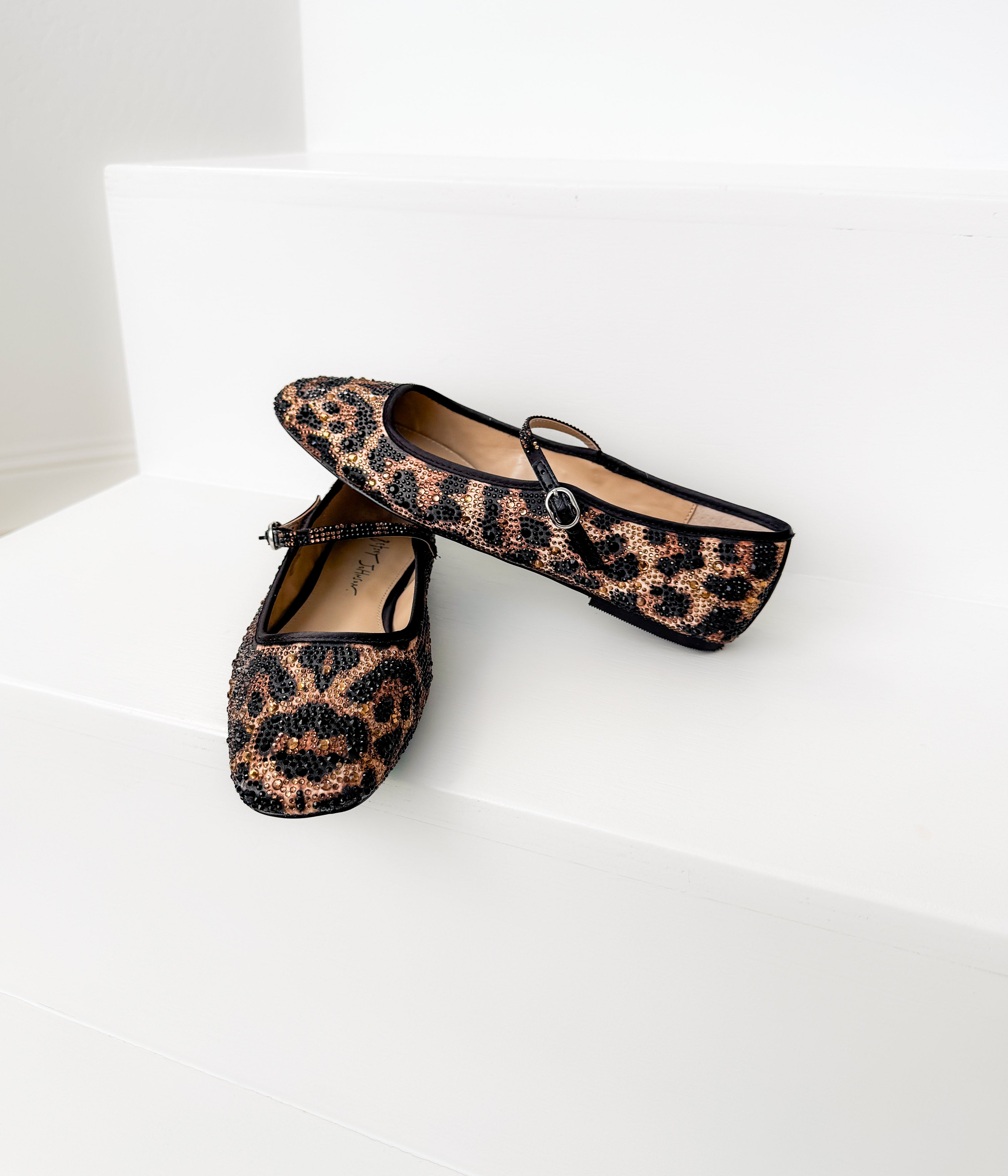 Lorel Leopard Rhinestone Ballet Flats