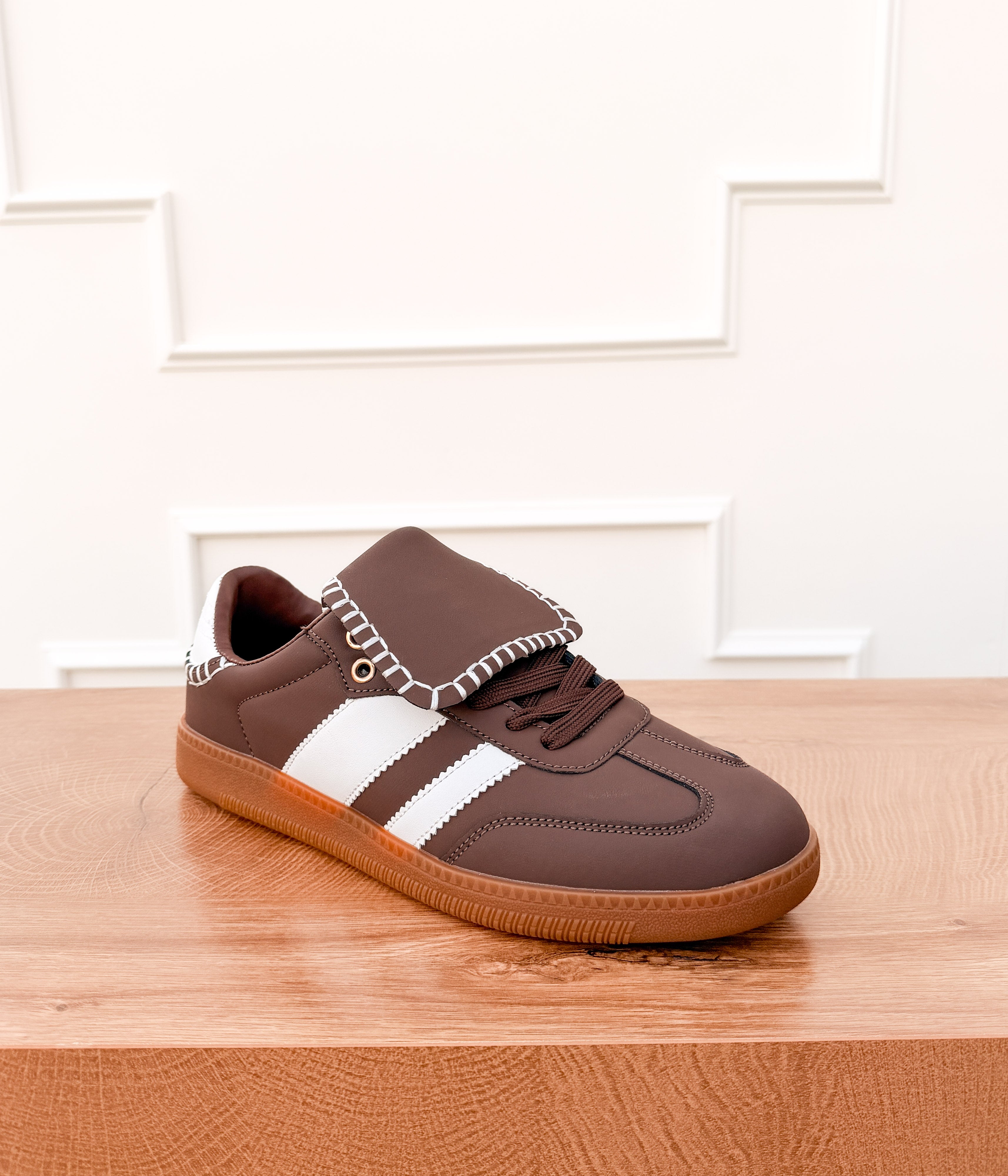 Luella Stitched Sneaker in Brown