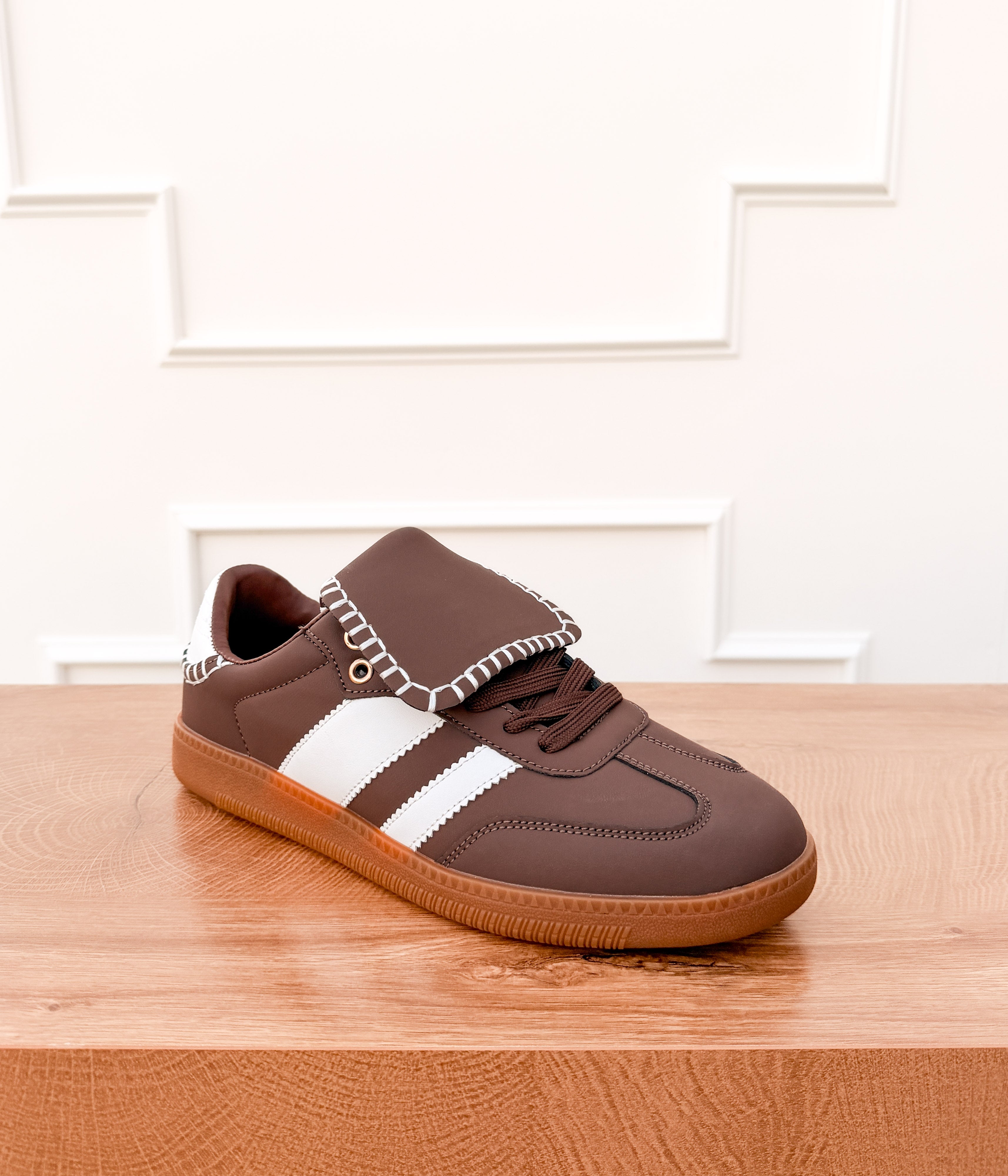 Luella Stitched Sneaker in Brown