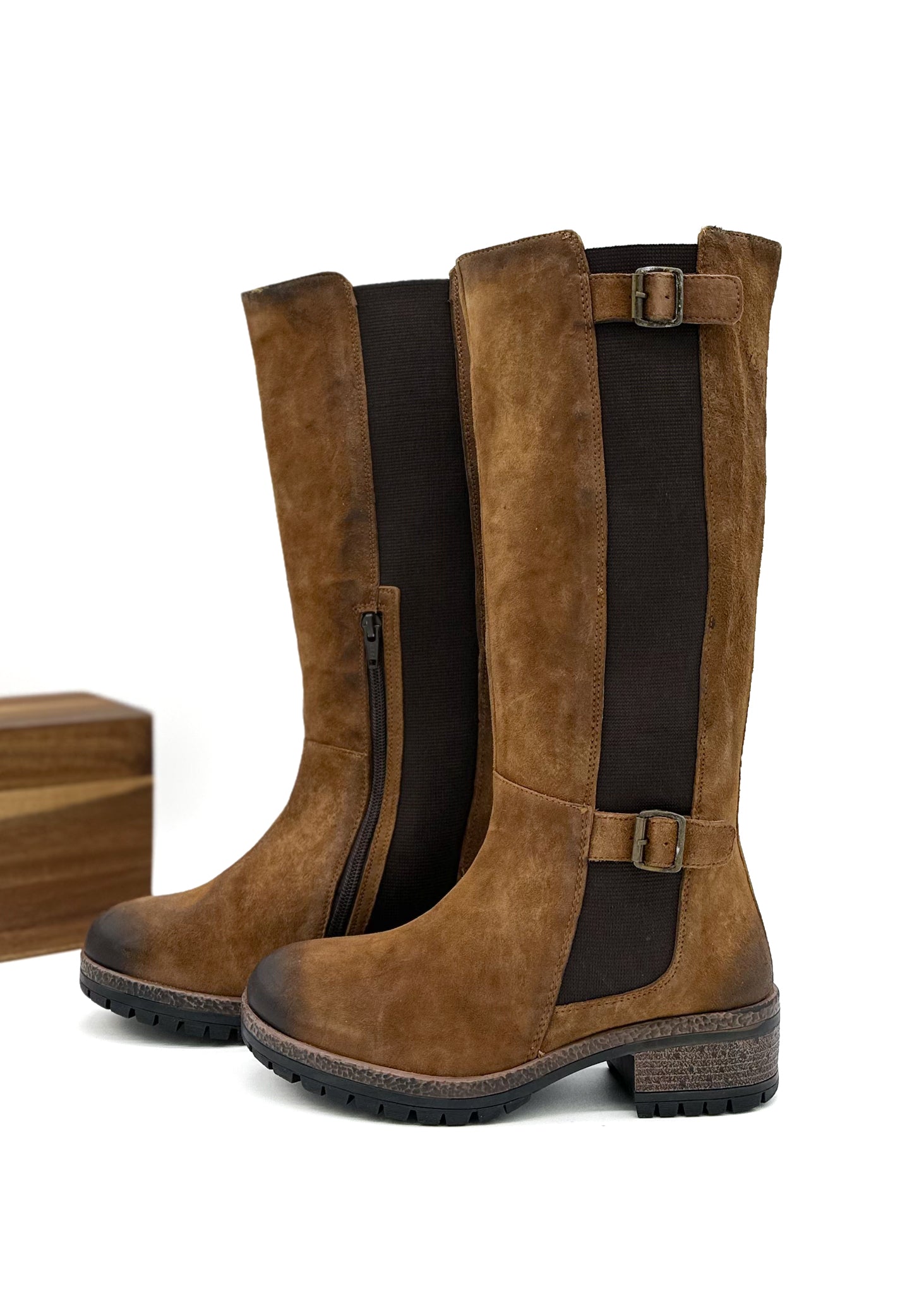 Mitchell Tall Leather Boot in Brown