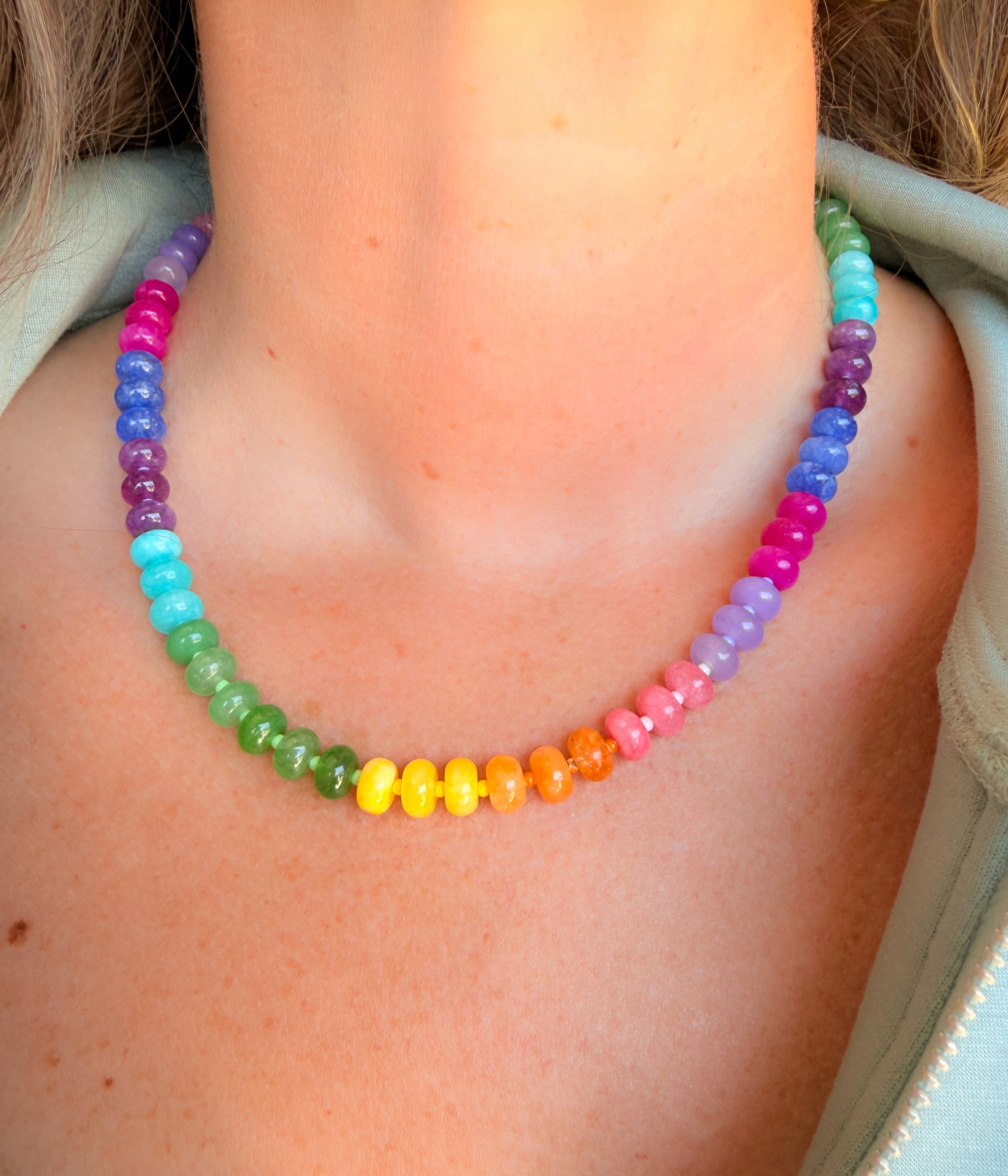 Rainbow Gemstone Beaded Necklace