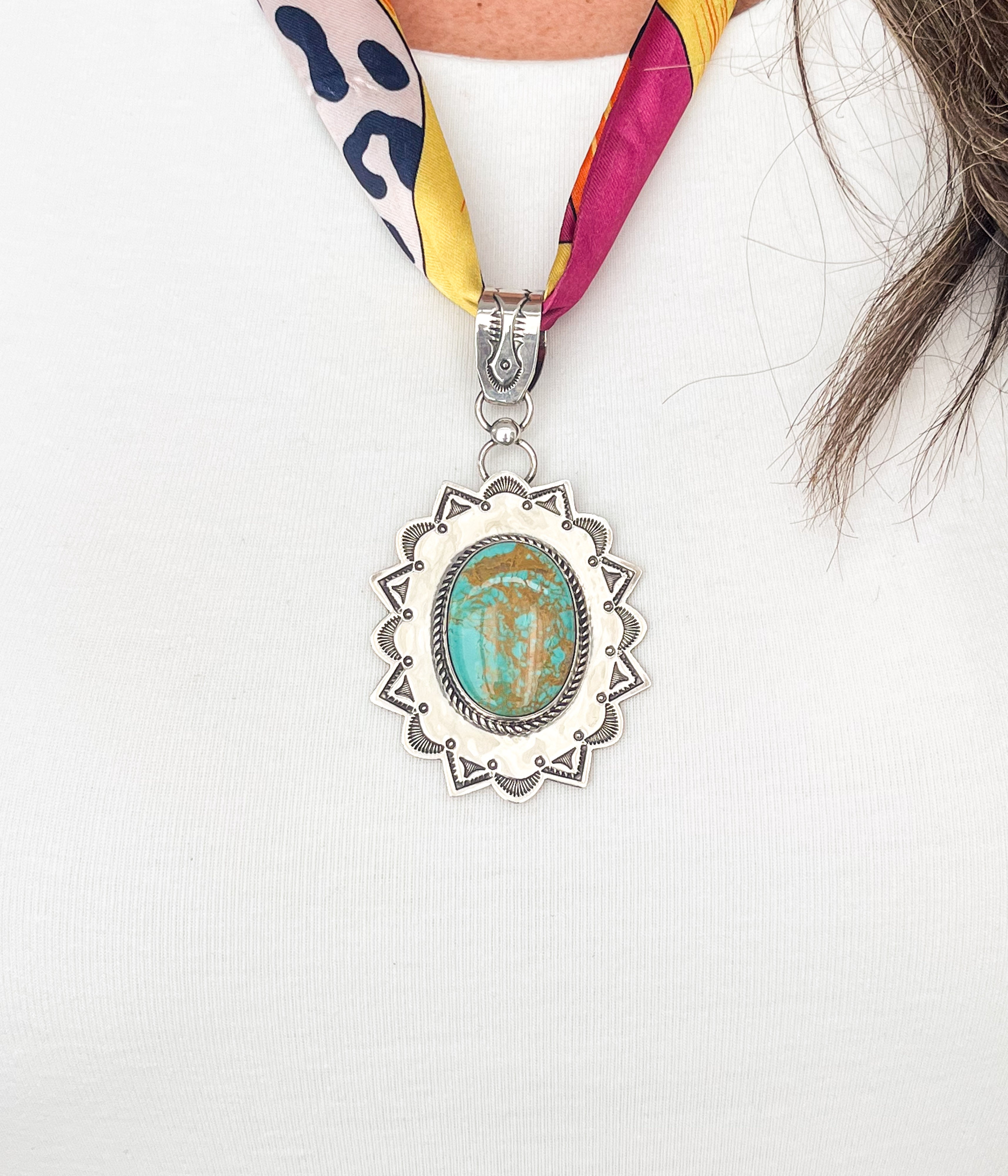 Roland Dixon Large Navajo Turquoise Pendant