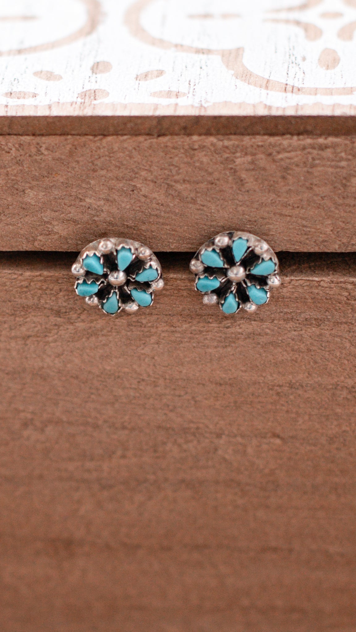 Small Floral Cluster Genuine Turquoise Earrings