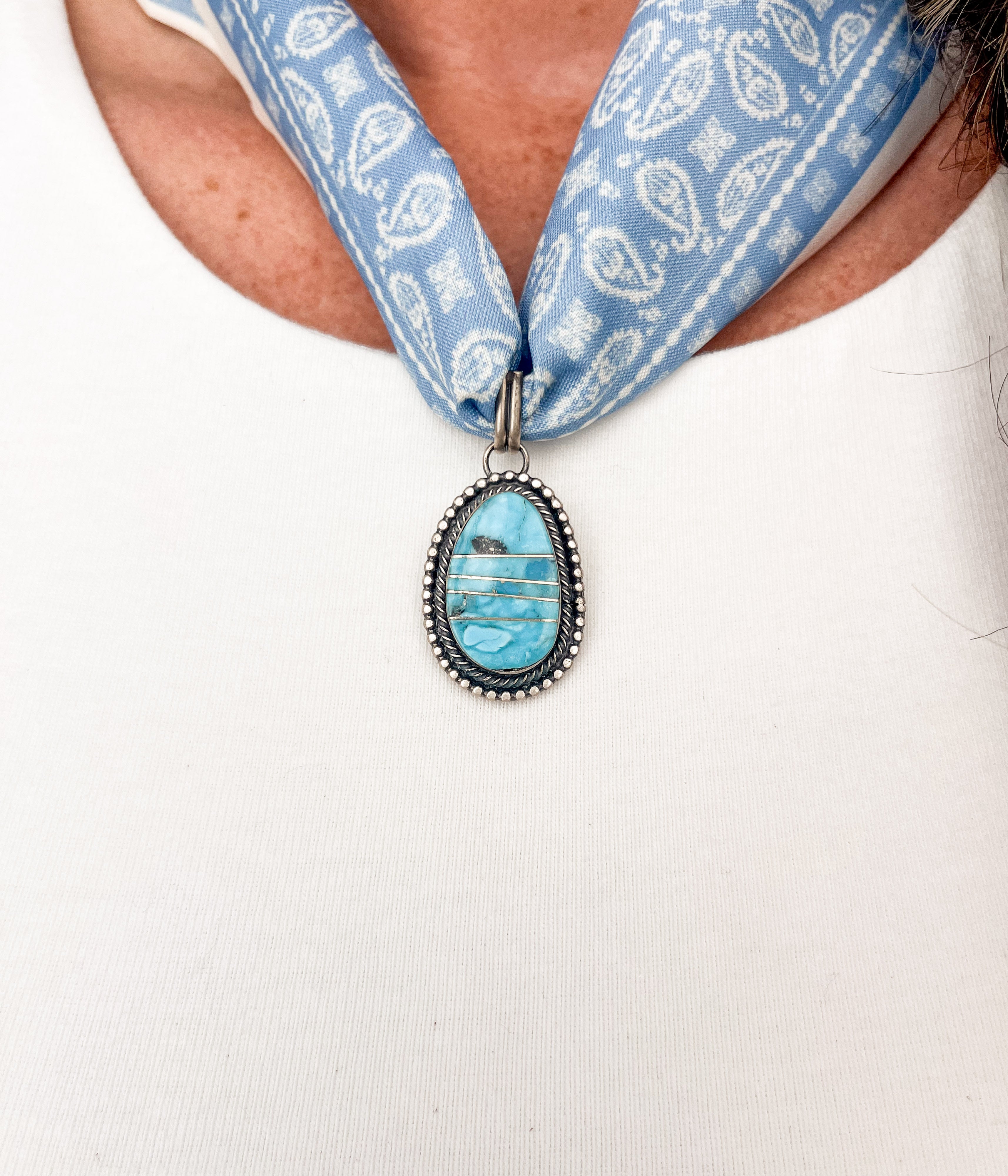 Eli Skeets Kingman Tuquoise Scarf Necklace