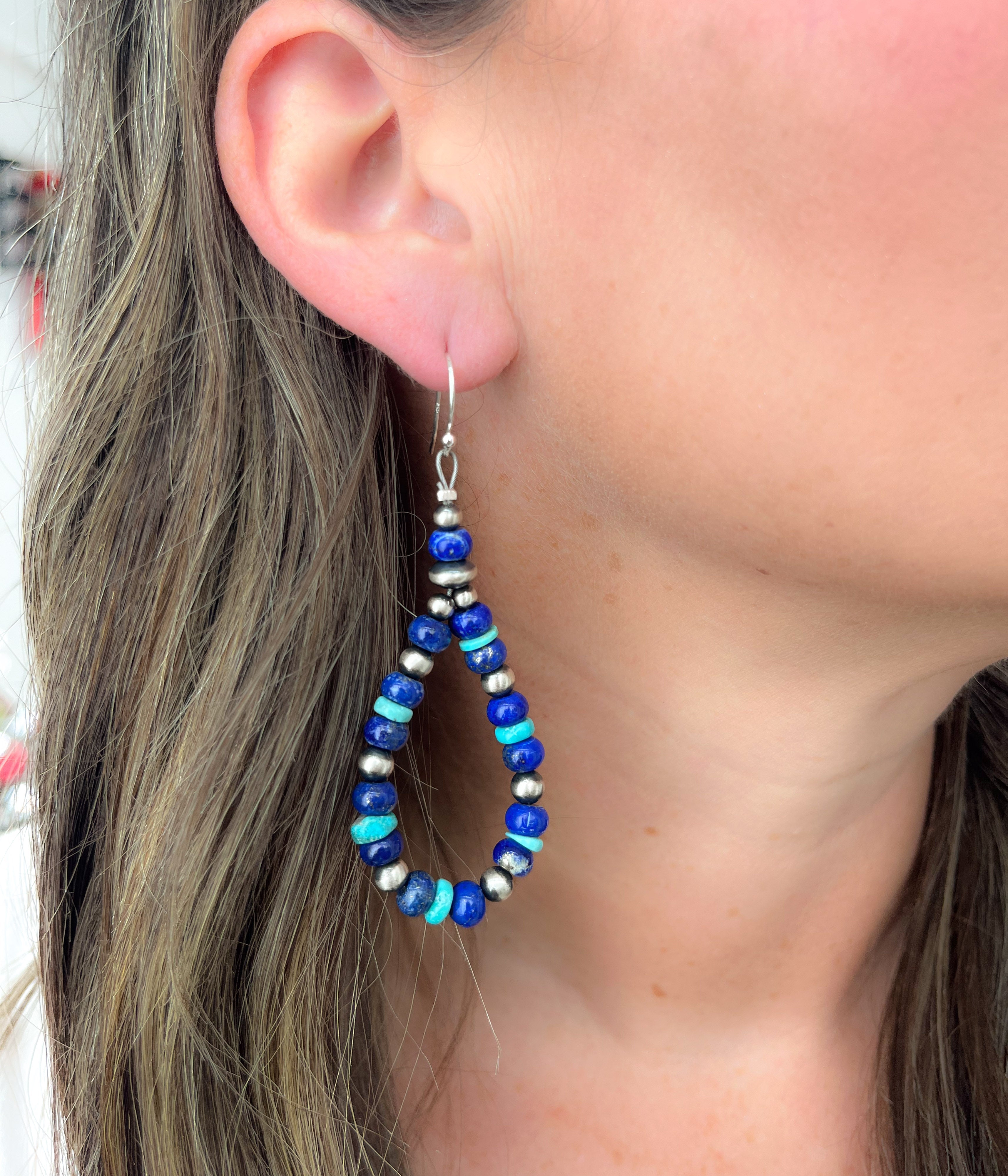 Lapis and Turquoise Teardrop Earrings - Rural Haze