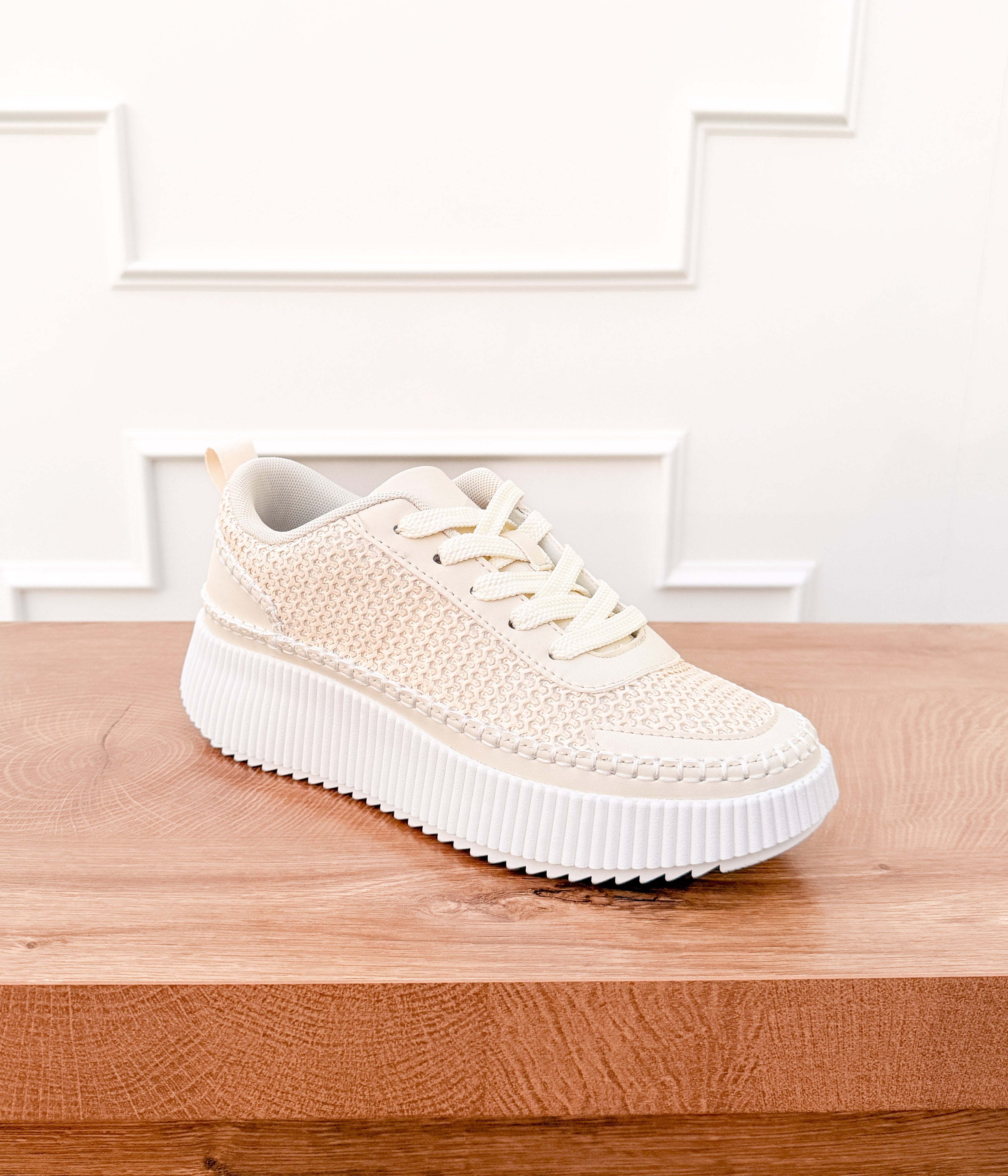 Pamela Woven Sneaker in Cream