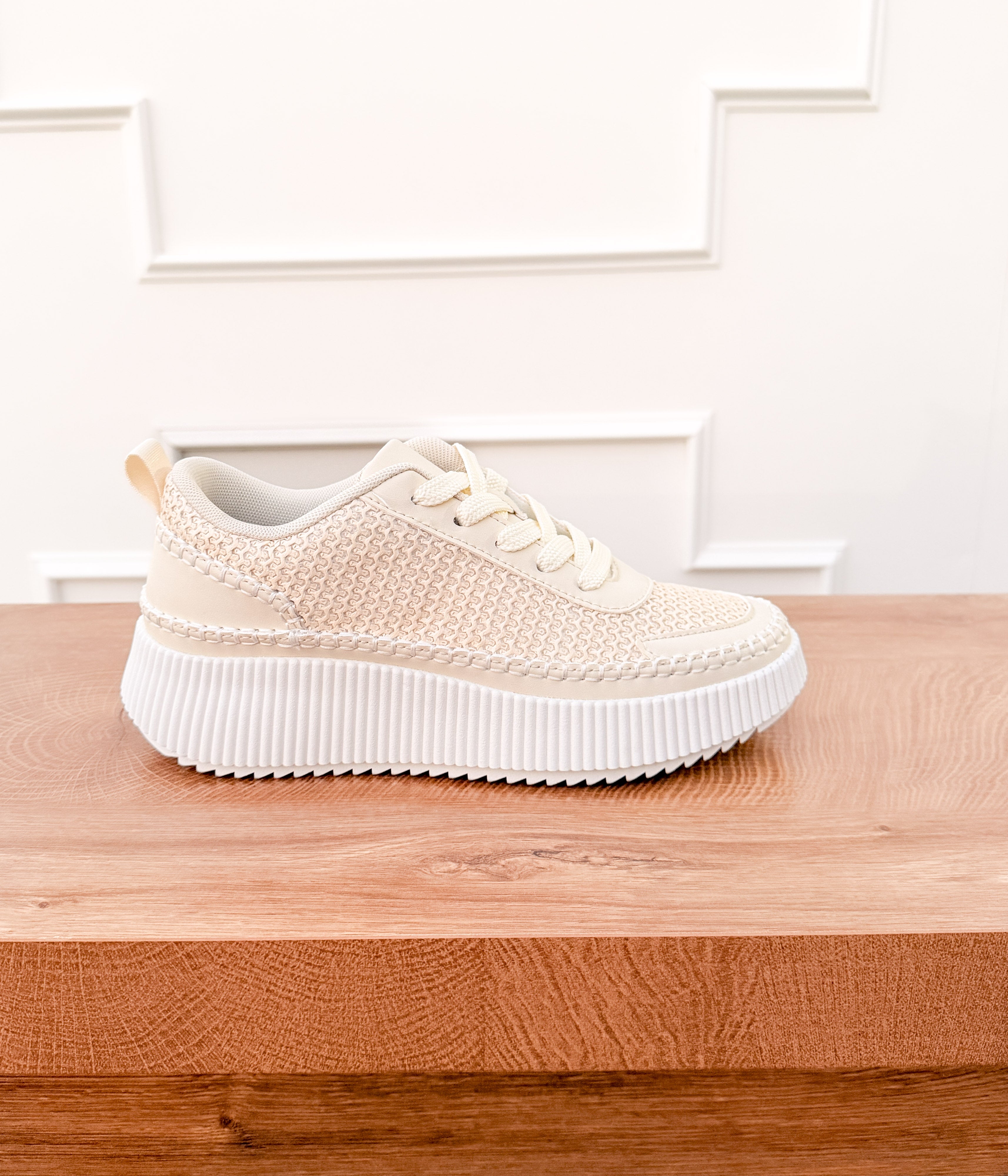 Pamela Woven Sneaker in Cream