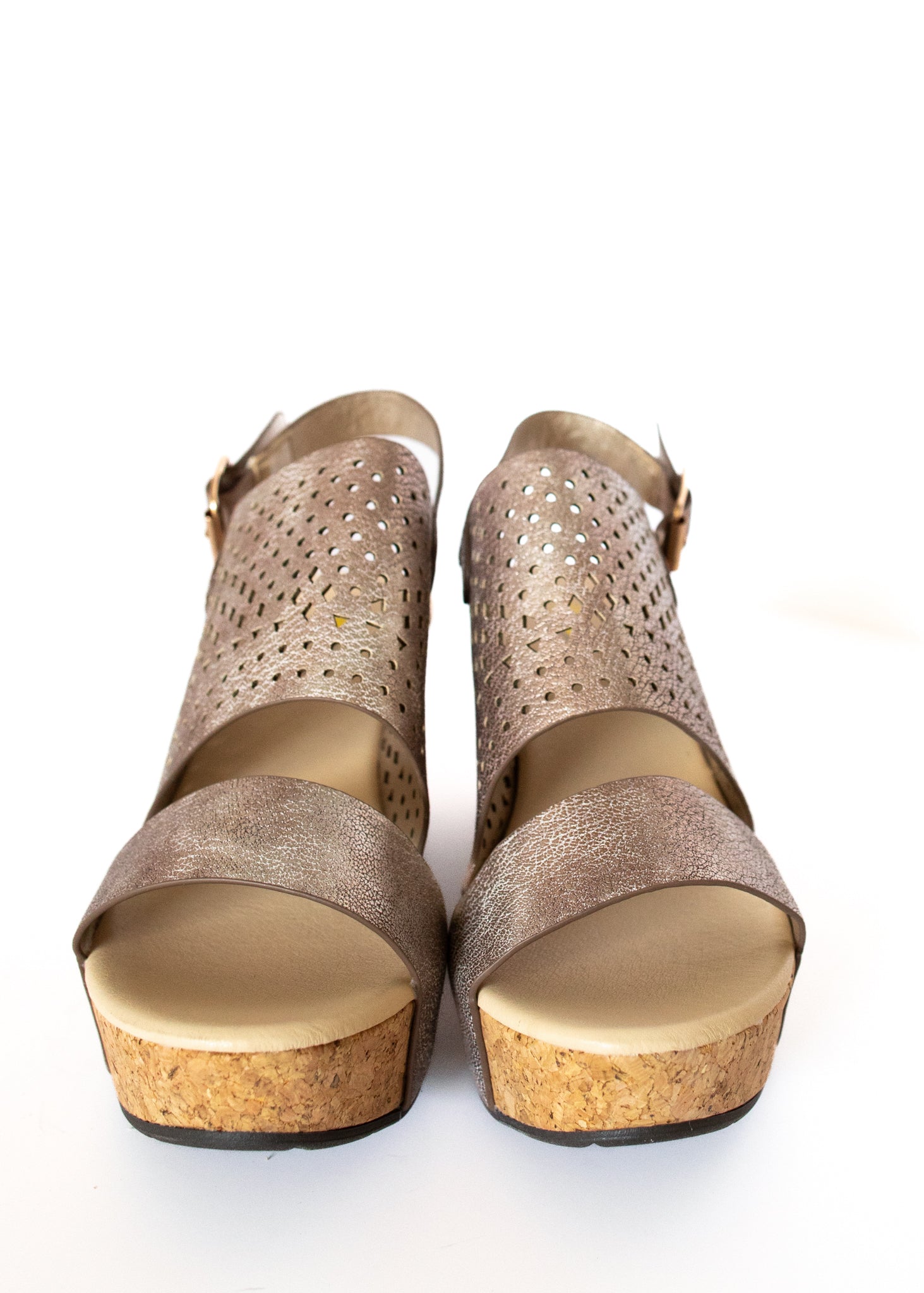 Rayne Cork Wedges in Rose Gold