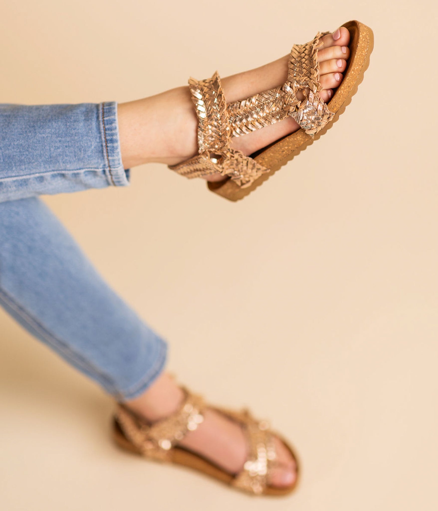 River Dance Woven Sandal in Champagne - Rural Haze