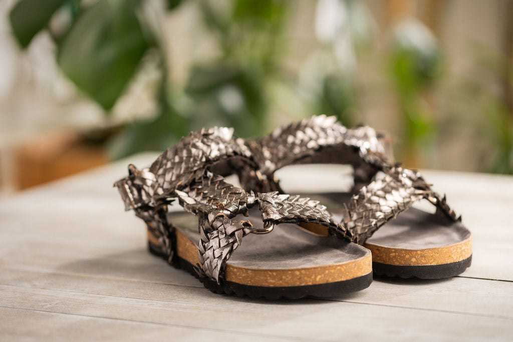 River Dance Woven Sandal in Pewter - Rural Haze