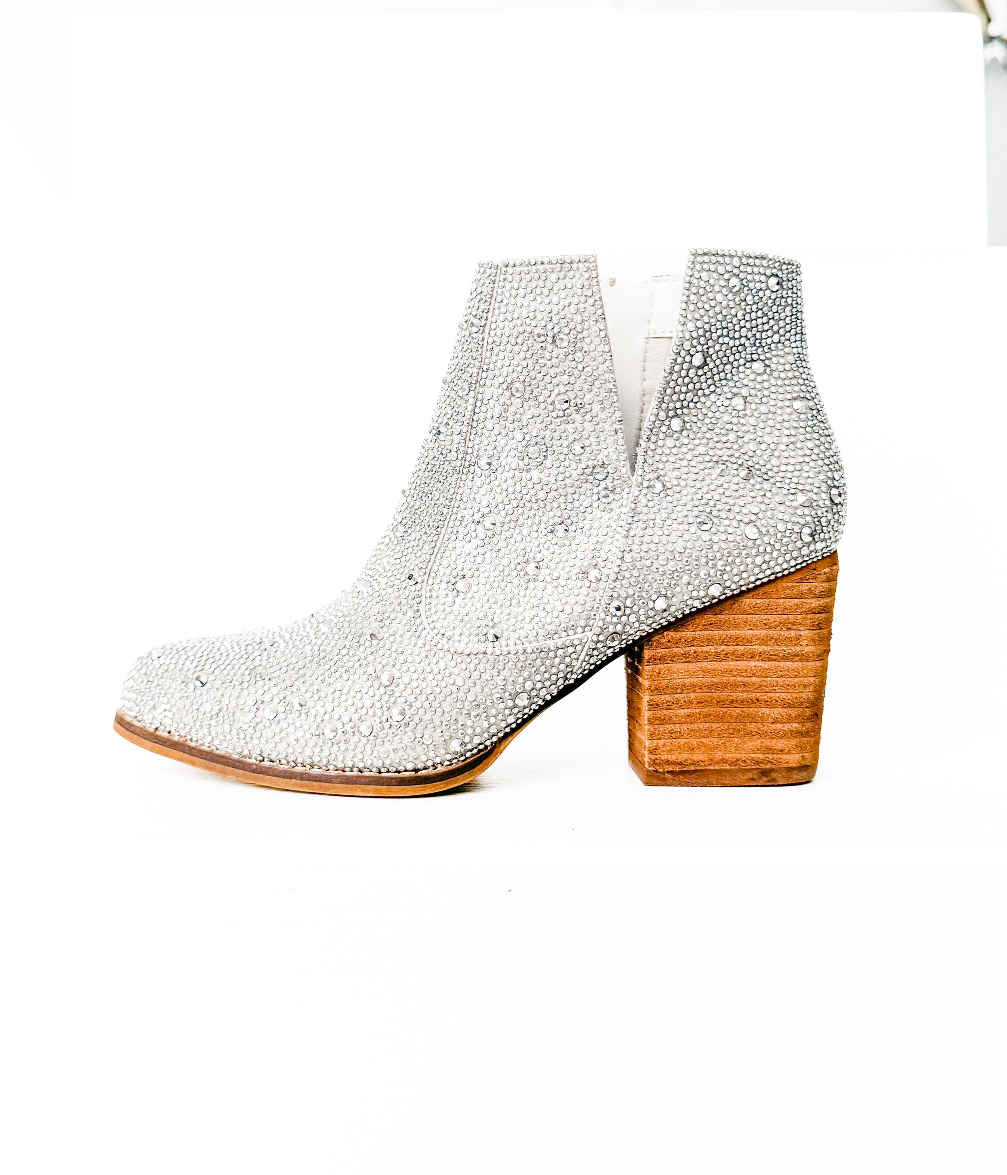 Shine Star Rhinestone Bootie in Silver, image size:3429x4000