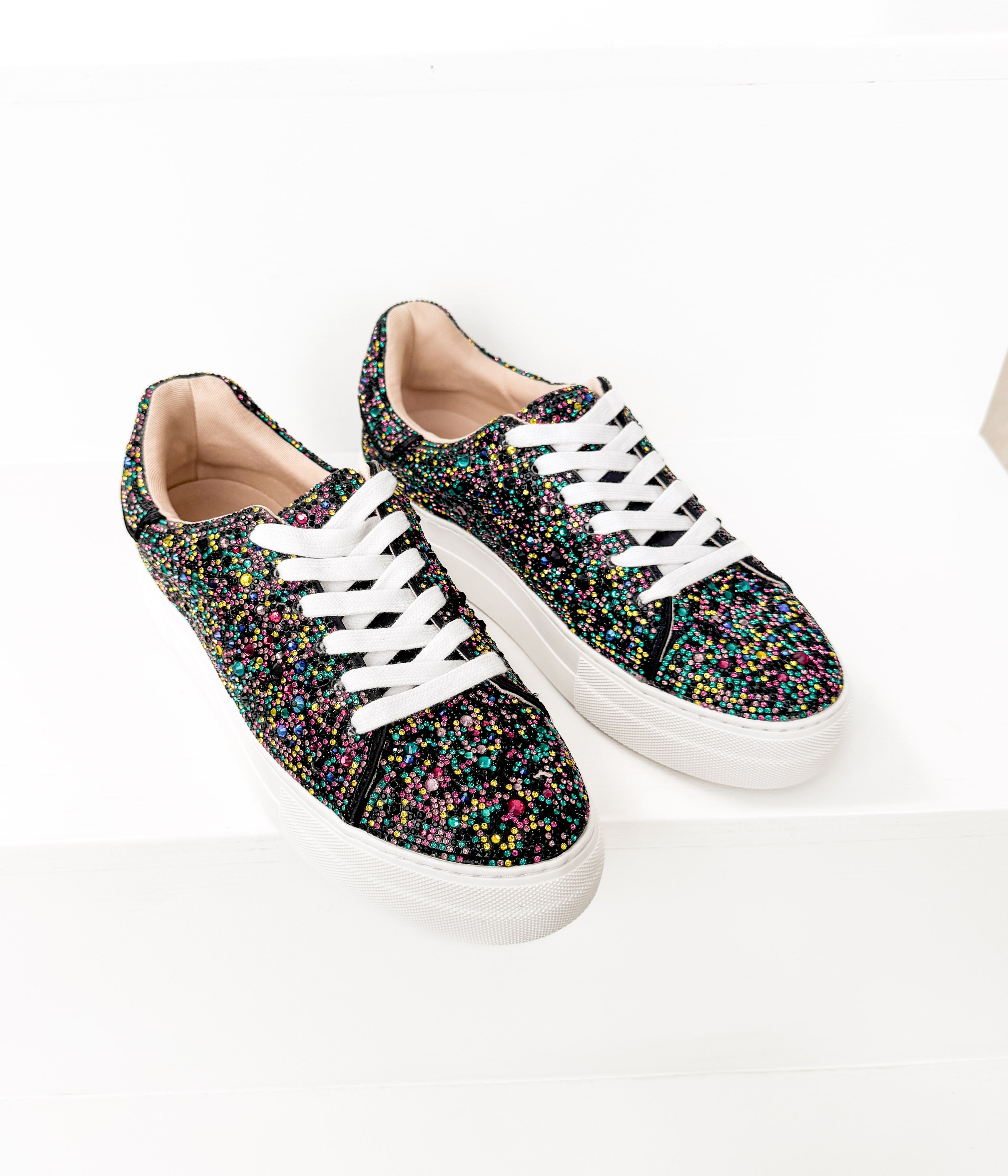 Sidny Sneaker in Black Multi Rhinestone
