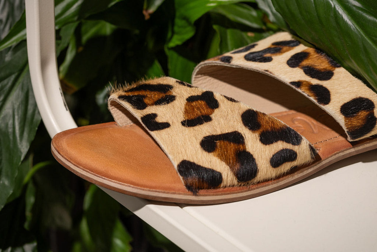 Spirited Dual Strap Slide in Leopard - Rural Haze