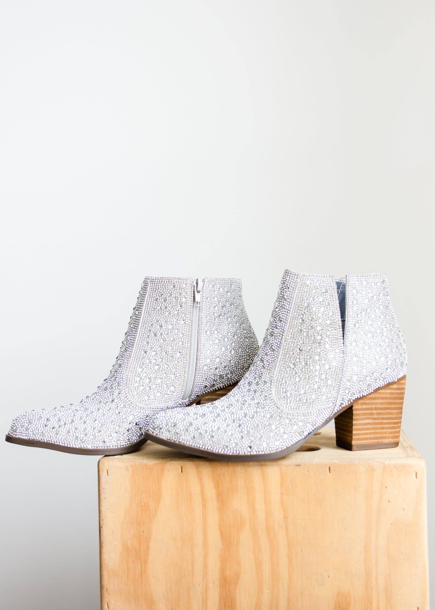 Shine Star Rhinestone Bootie in Silver - Rural Haze