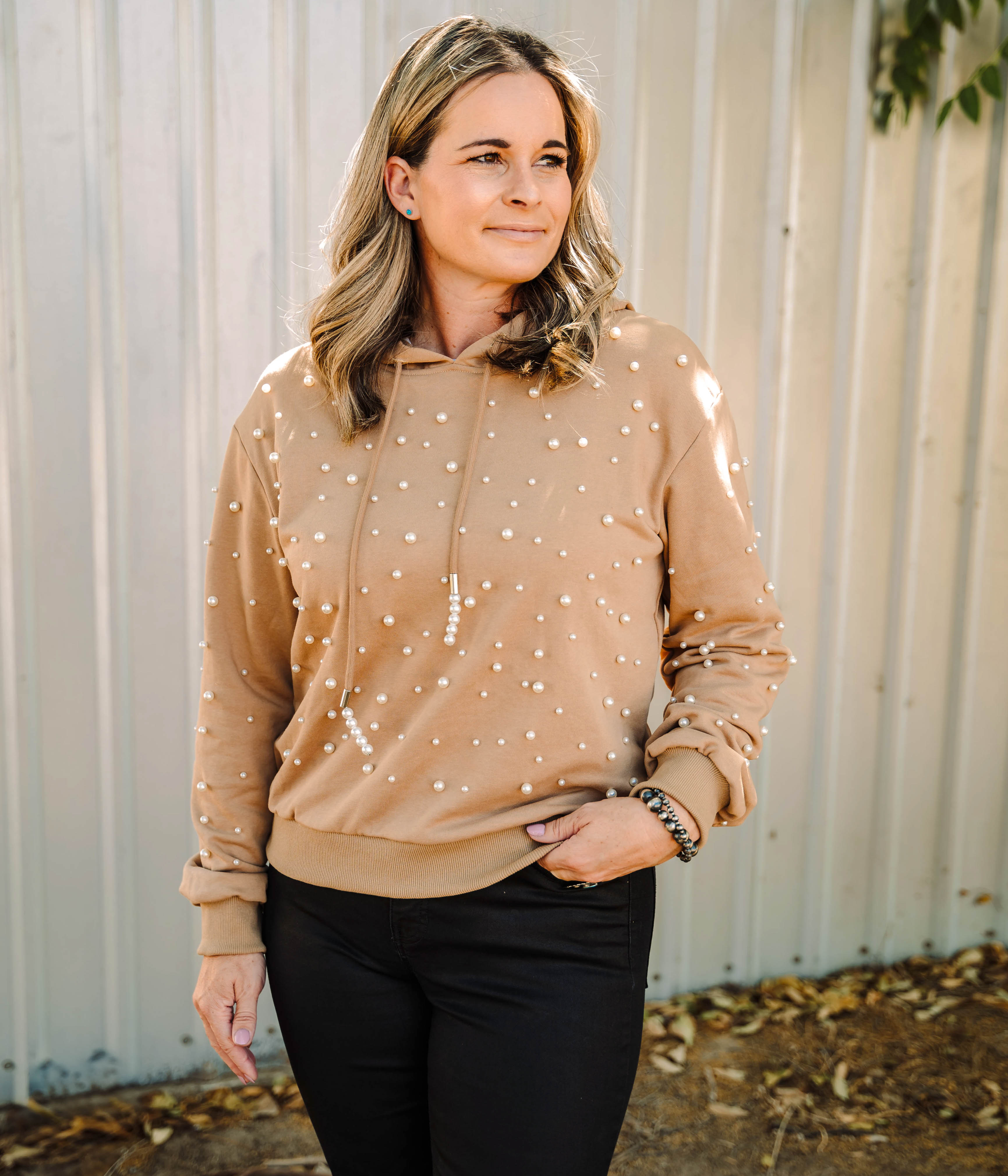 Tan Pearl Hooded Sweatshirt - Rural Haze