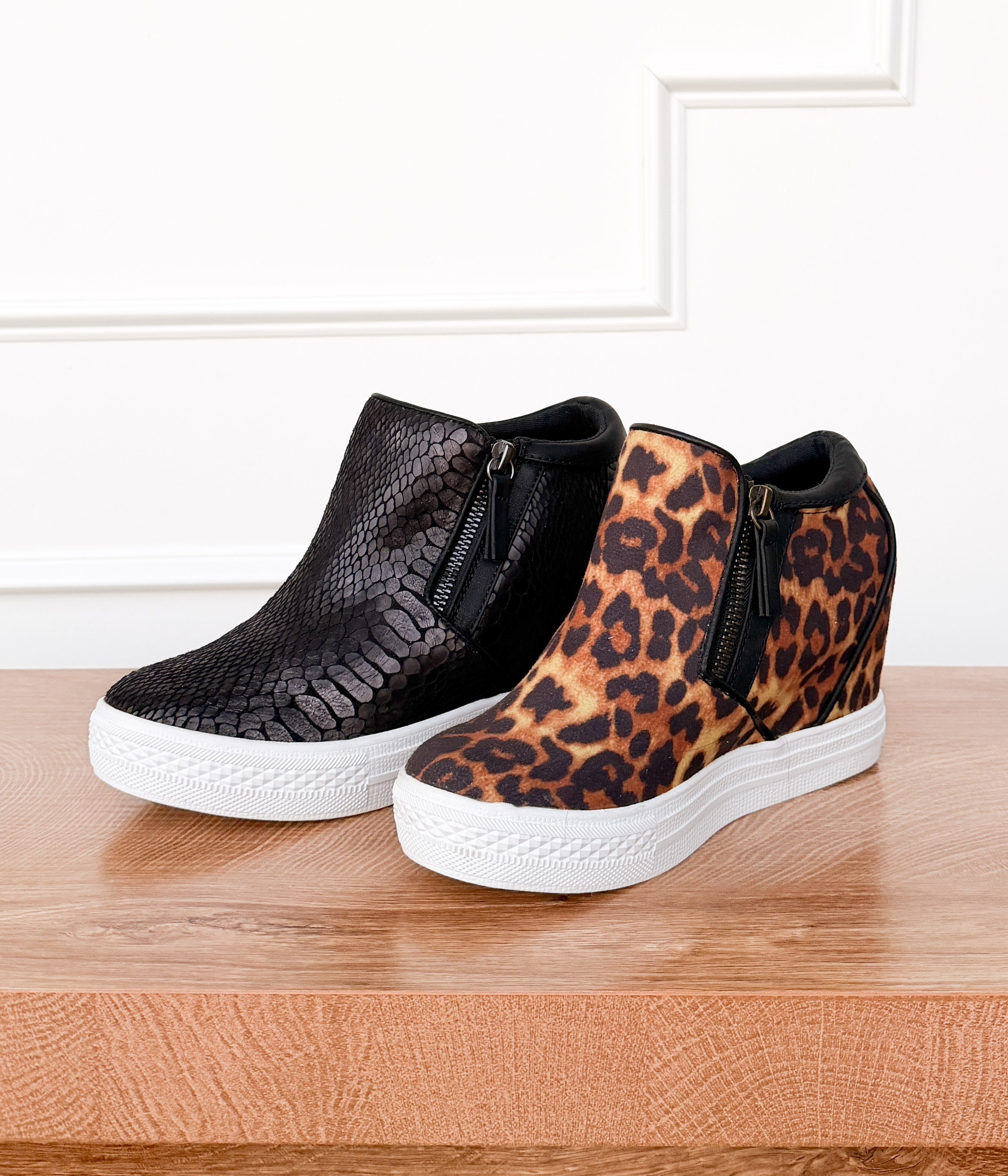 Timmibelle Hidden Sneaker Wedge in Leopard - Rural Haze