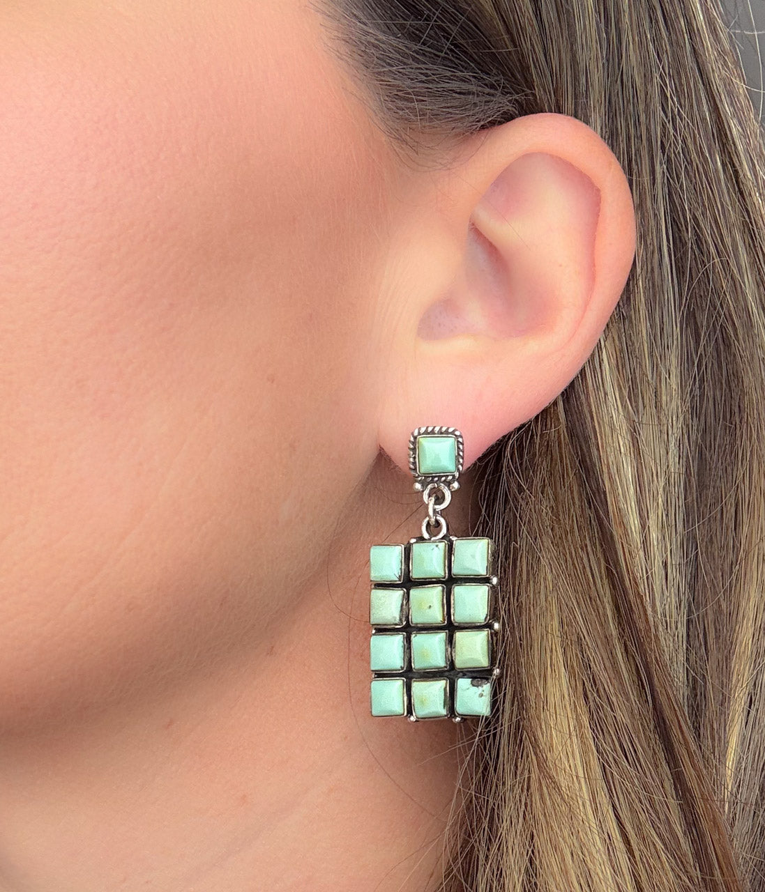 Kingman Turquoise Grid Earrings - Rural Haze