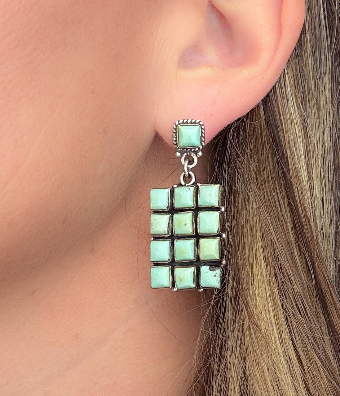 Kingman Turquoise Grid Earrings - Rural Haze