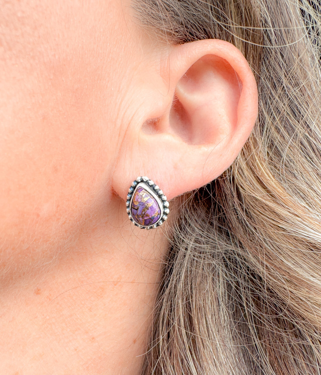 Purple Rose Teardrop Earrings - Rural Haze