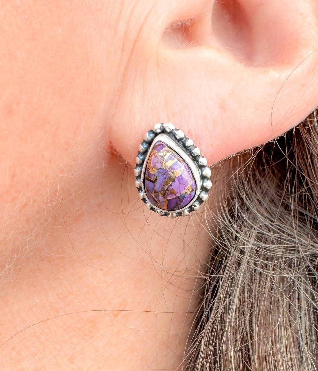 Purple Rose Teardrop Earrings - Rural Haze