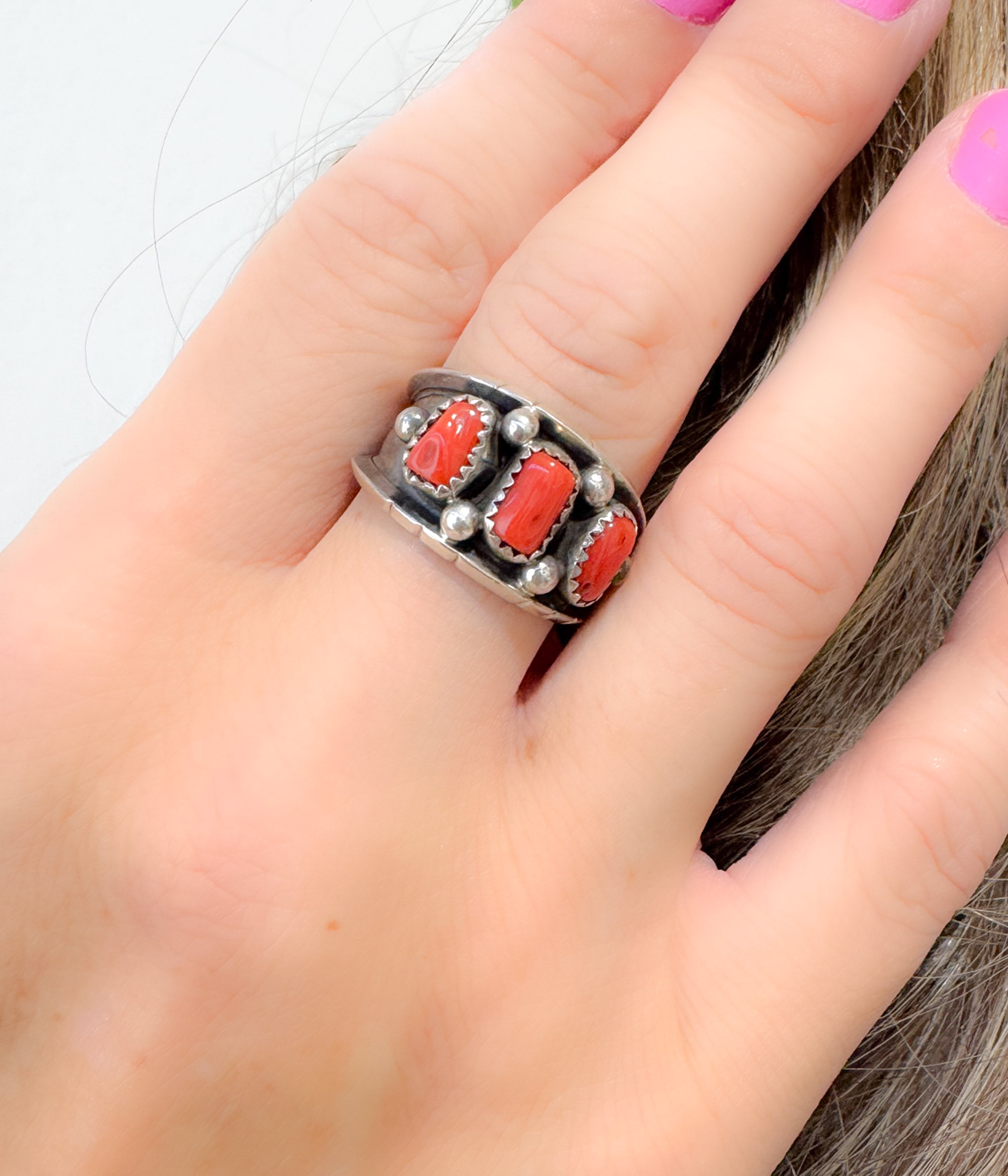 Reed Charley 3 Stone Red Coral Band - Rural Haze