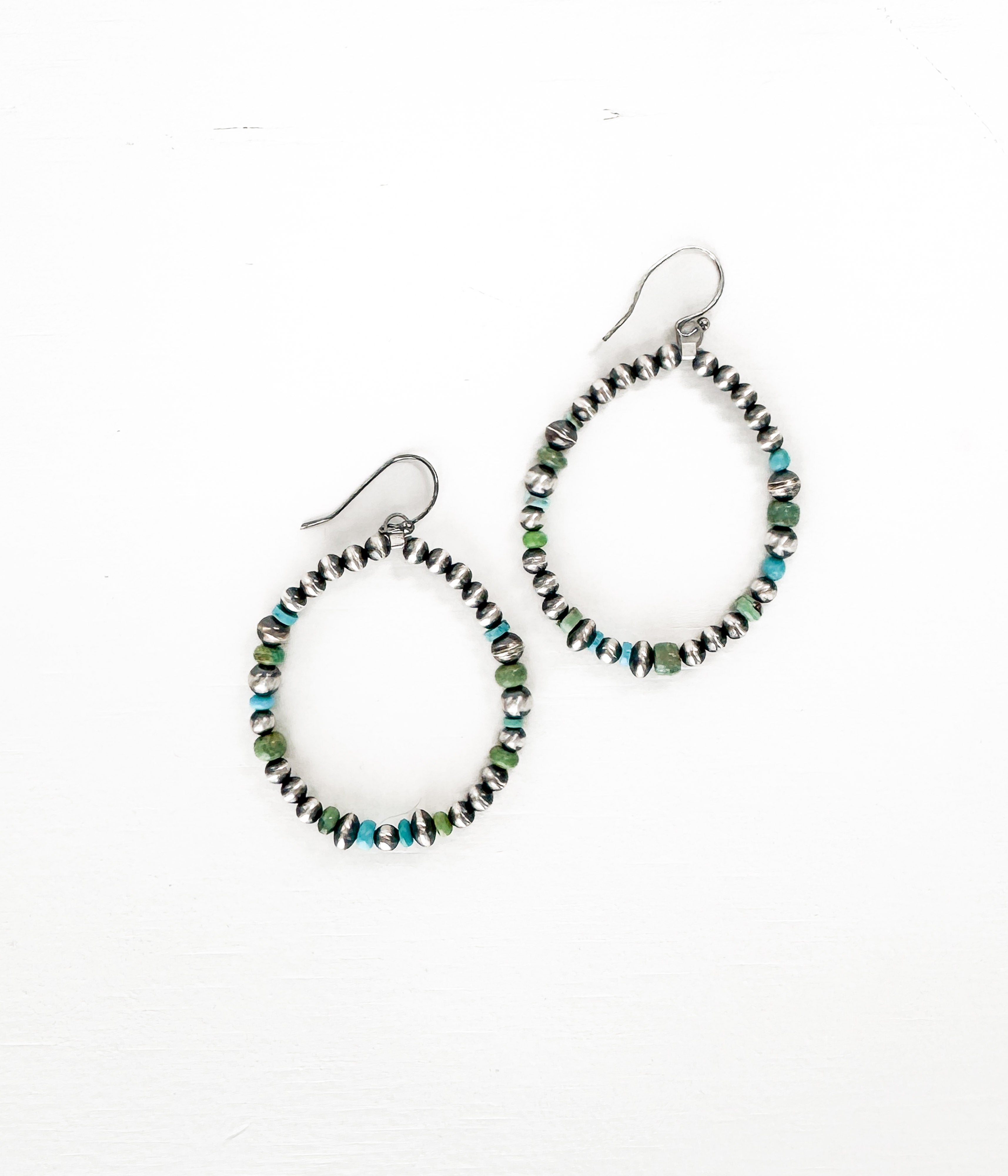 Mesa Silver and Turquoise Hoop Earrings
